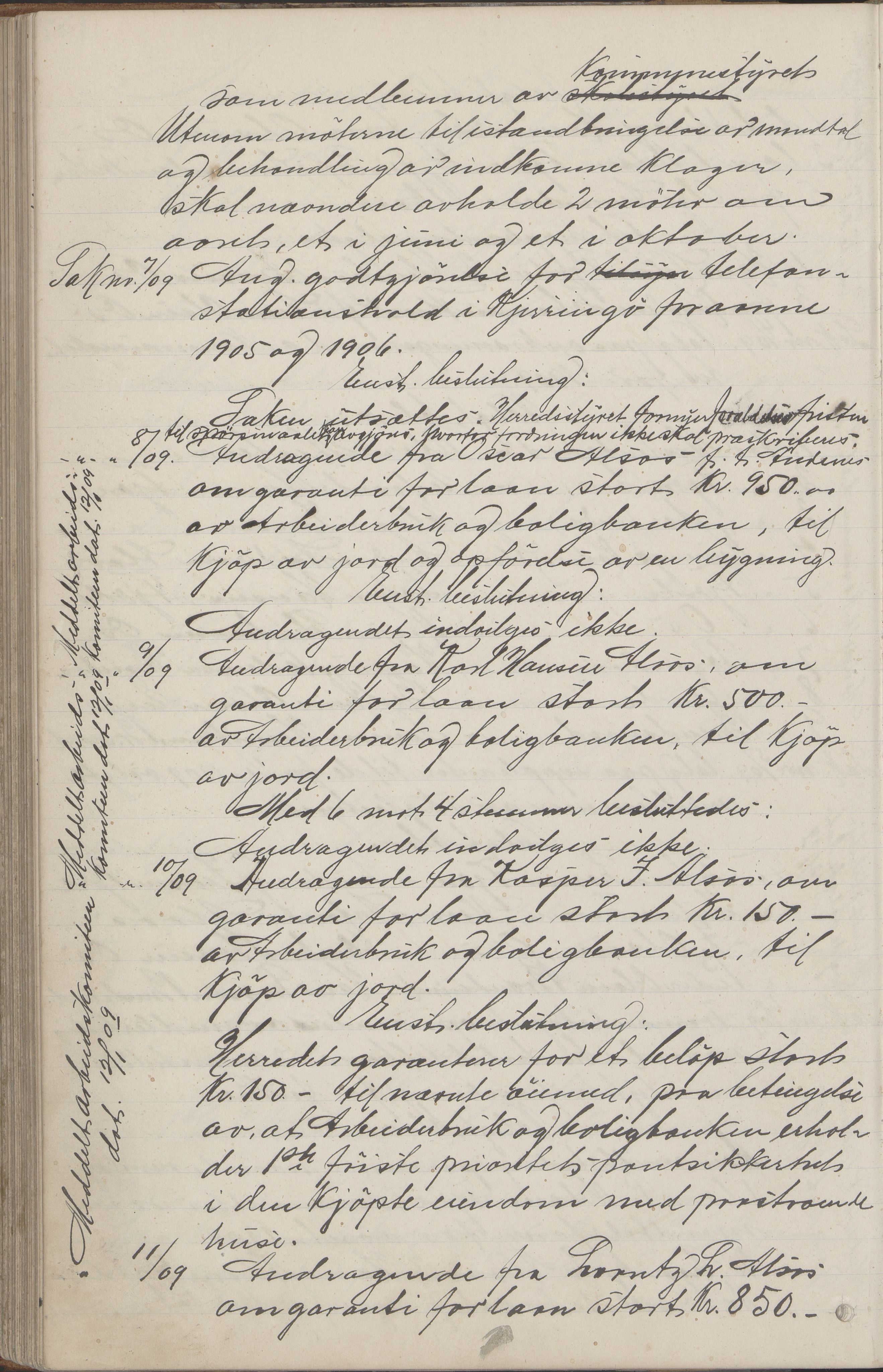 Kjerringøy kommune. Formannskapet, AIN/K-18441.150/A/Aa/L0002: Forhandlingsprotokoll Norfolden- Kjerringø formanskap, 1900-1911