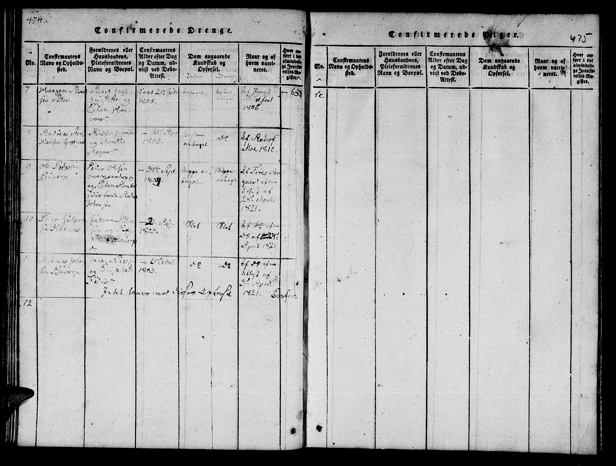 Ministerialprotokoller, klokkerbøker og fødselsregistre - Nord-Trøndelag, SAT/A-1458/742/L0411: Klokkerbok nr. 742C02, 1817-1825, s. 474-475