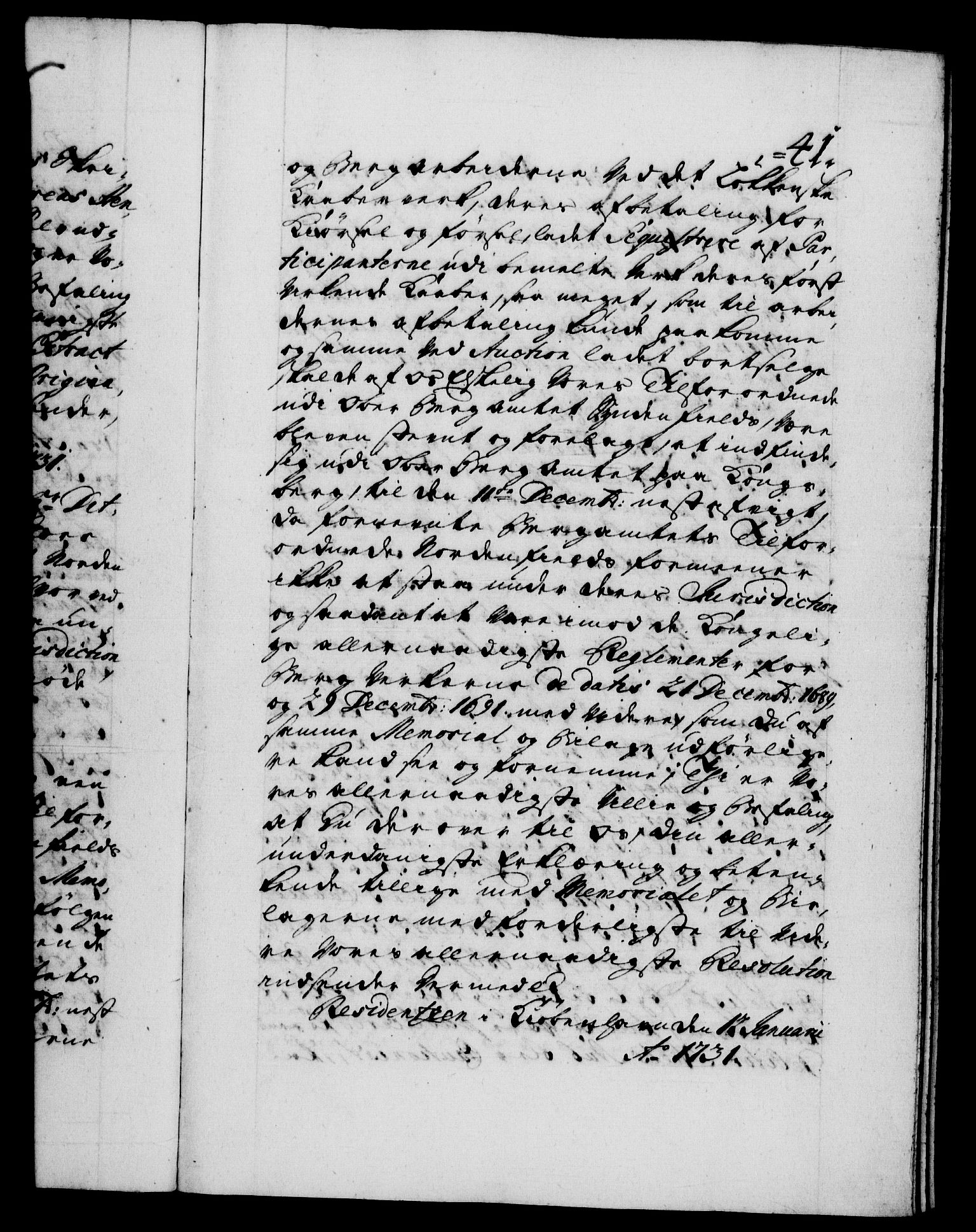 Danske Kanselli 1572-1799, AV/RA-EA-3023/F/Fc/Fca/Fcab/L0025: Norske tegnelser, 1730-1733, s. 41a