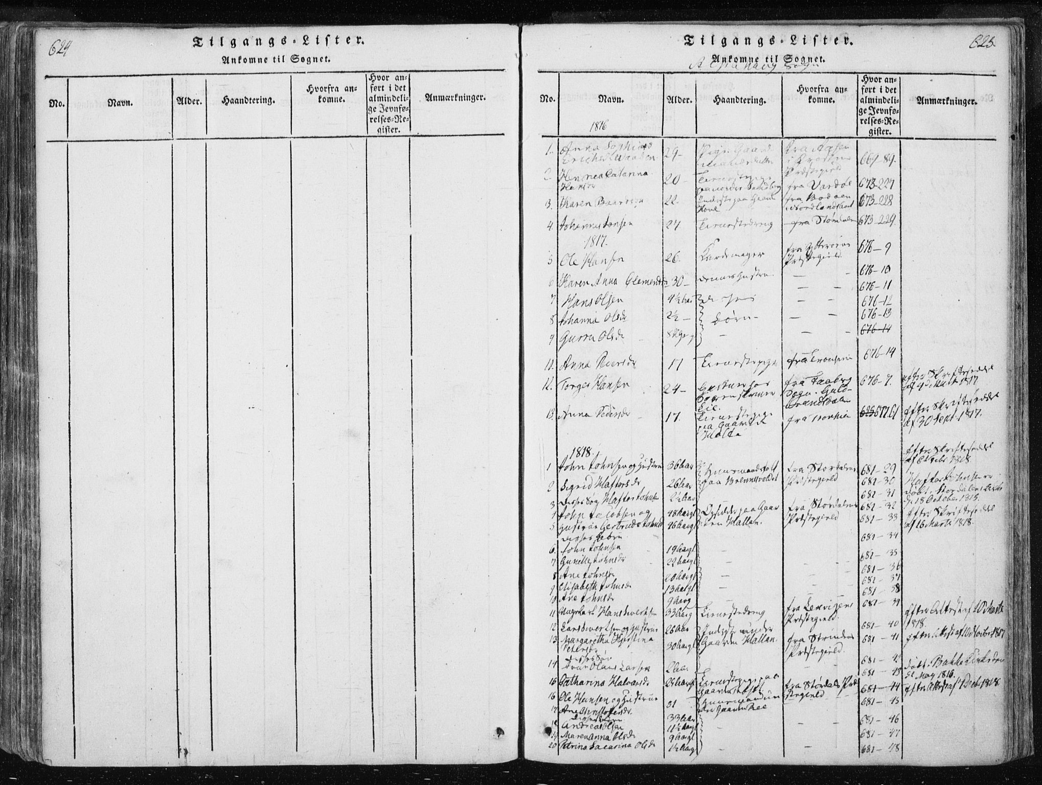Ministerialprotokoller, klokkerbøker og fødselsregistre - Nord-Trøndelag, SAT/A-1458/717/L0148: Ministerialbok nr. 717A04 /1, 1816-1825, s. 624-625