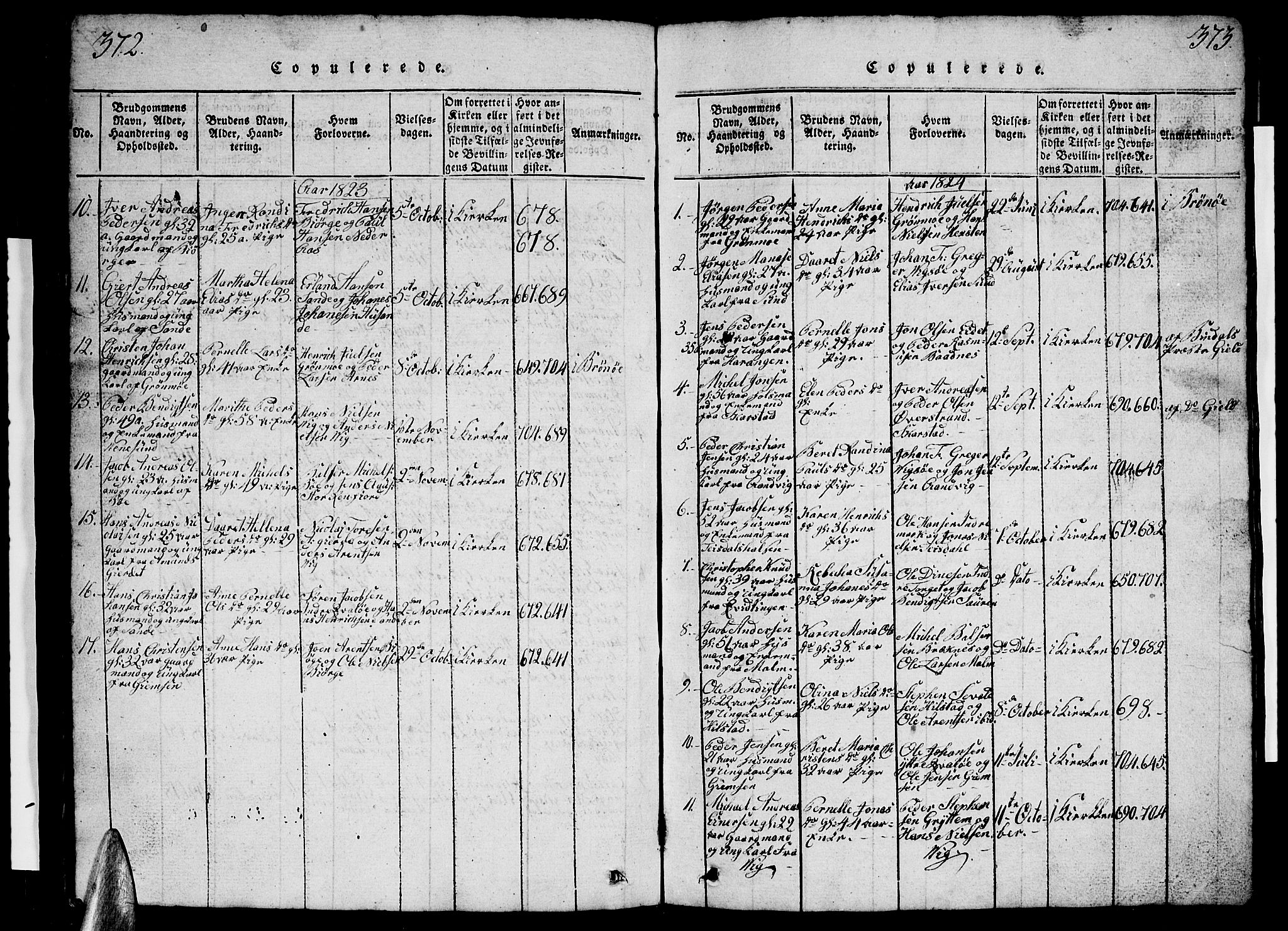 Ministerialprotokoller, klokkerbøker og fødselsregistre - Nordland, AV/SAT-A-1459/812/L0186: Klokkerbok nr. 812C04, 1820-1849, s. 372-373