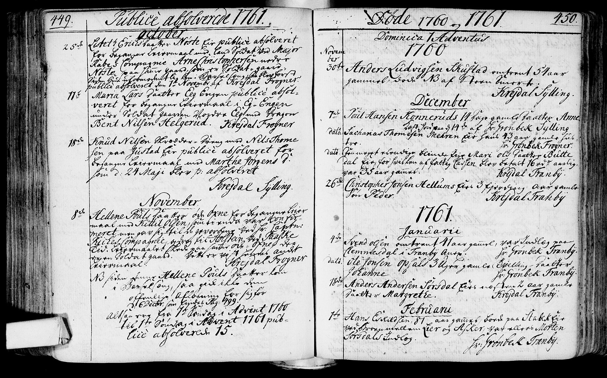 Lier kirkebøker, AV/SAKO-A-230/F/Fa/L0004: Ministerialbok nr. I 4, 1749-1764, s. 449-450