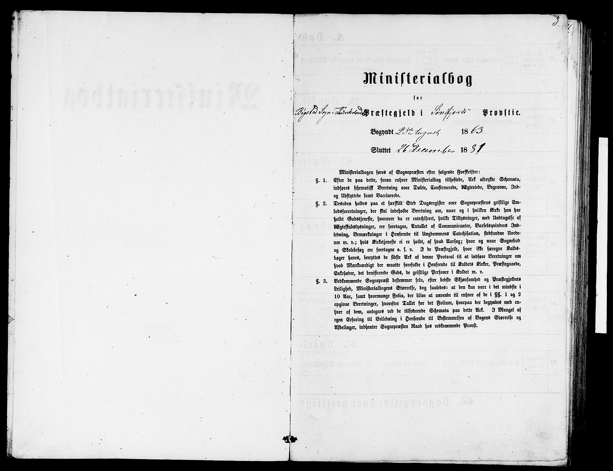 Gaular sokneprestembete, SAB/A-80001/H/Hab: Klokkerbok nr. B 2, 1863-1881, s. 3