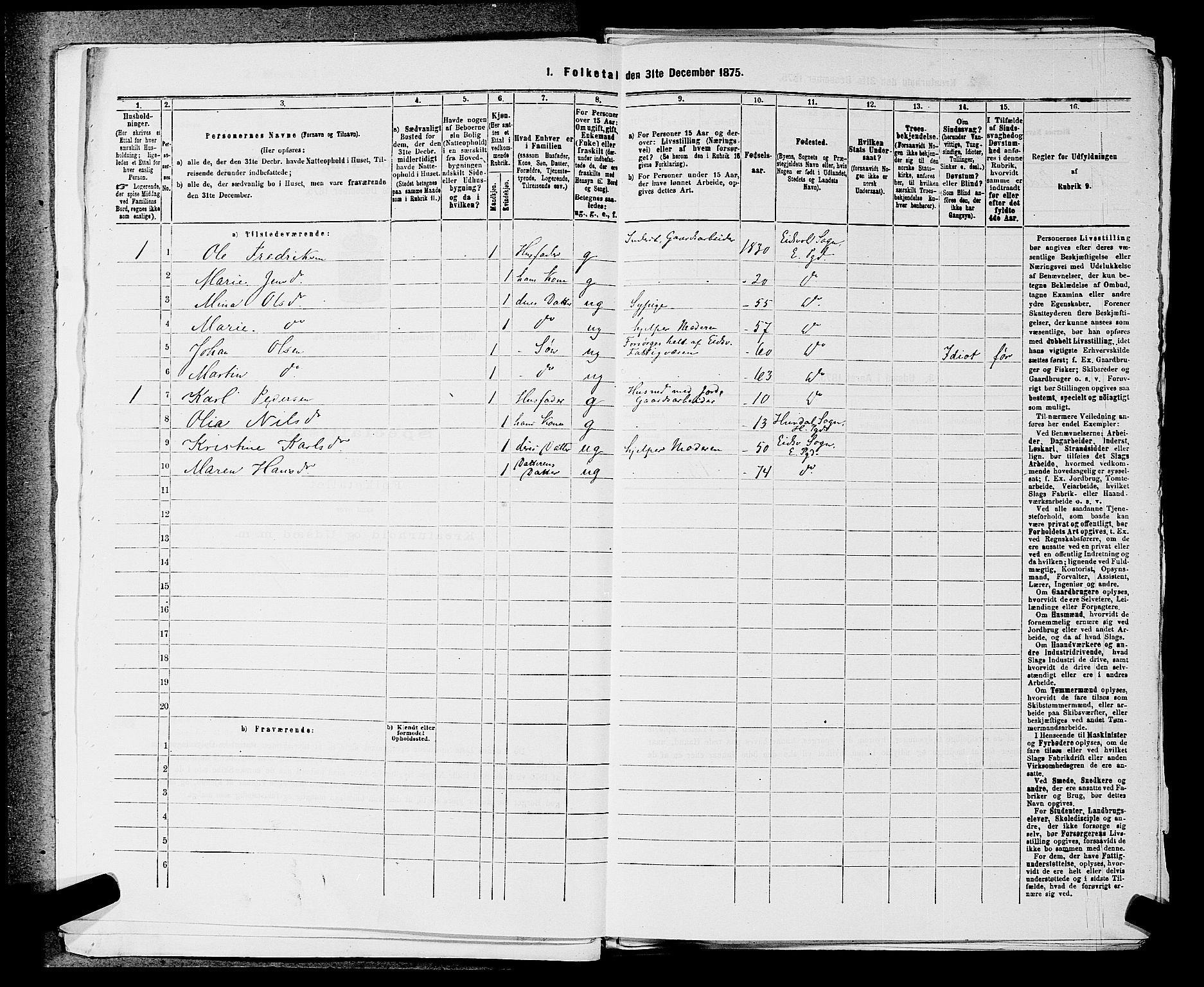 RA, Folketelling 1875 for 0237P Eidsvoll prestegjeld, 1875, s. 2060