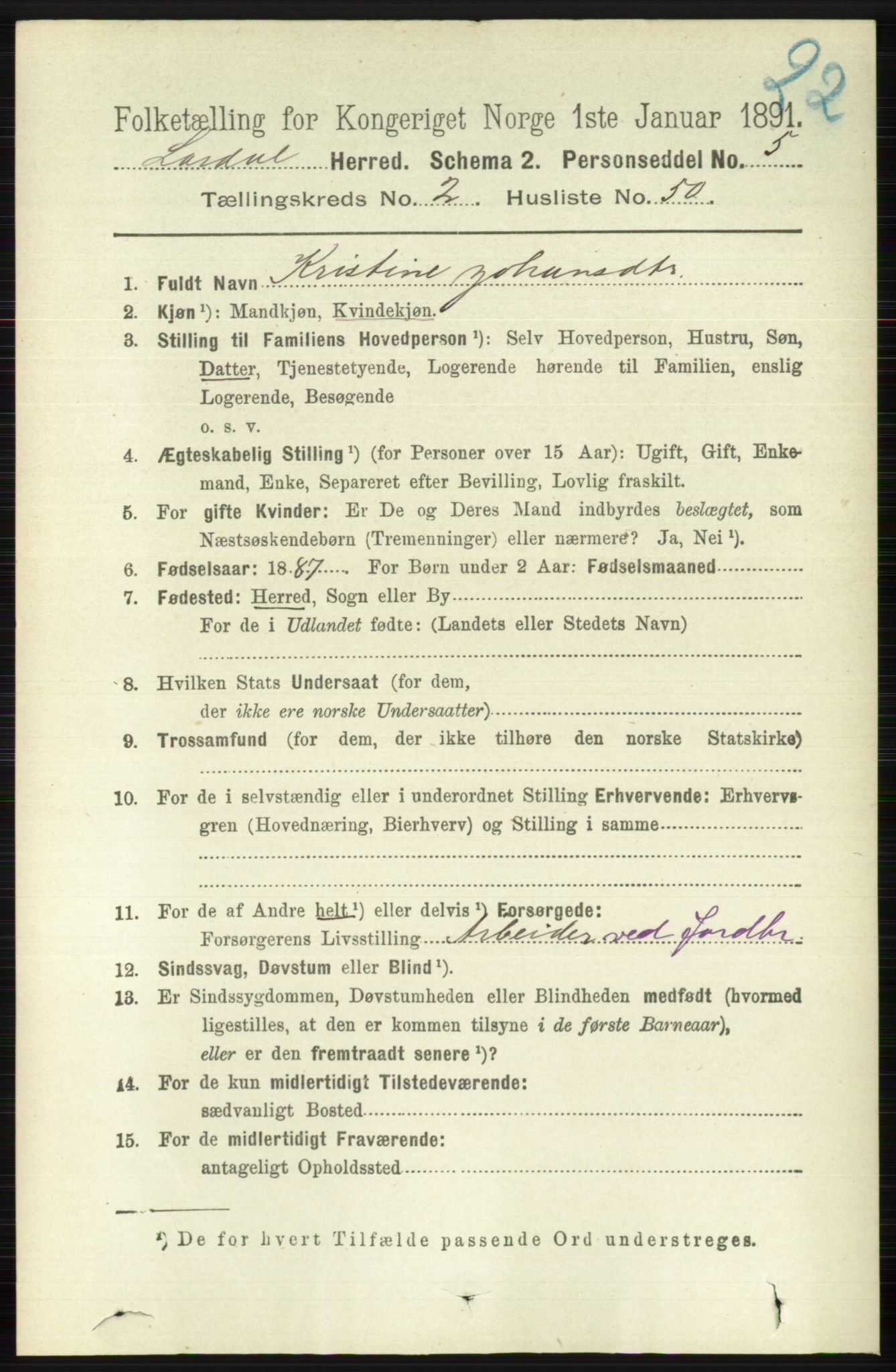 RA, Folketelling 1891 for 0728 Lardal herred, 1891, s. 999