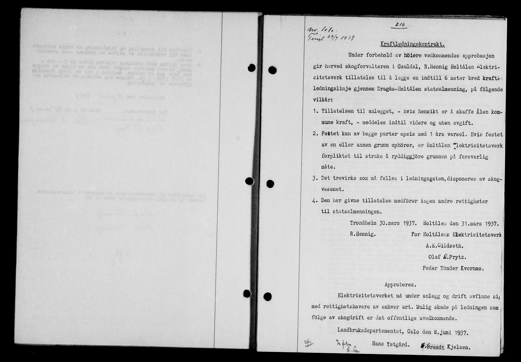 Gauldal sorenskriveri, SAT/A-0014/1/2/2C/L0049: Pantebok nr. 53, 1938-1938, Dagboknr: 1010/1938