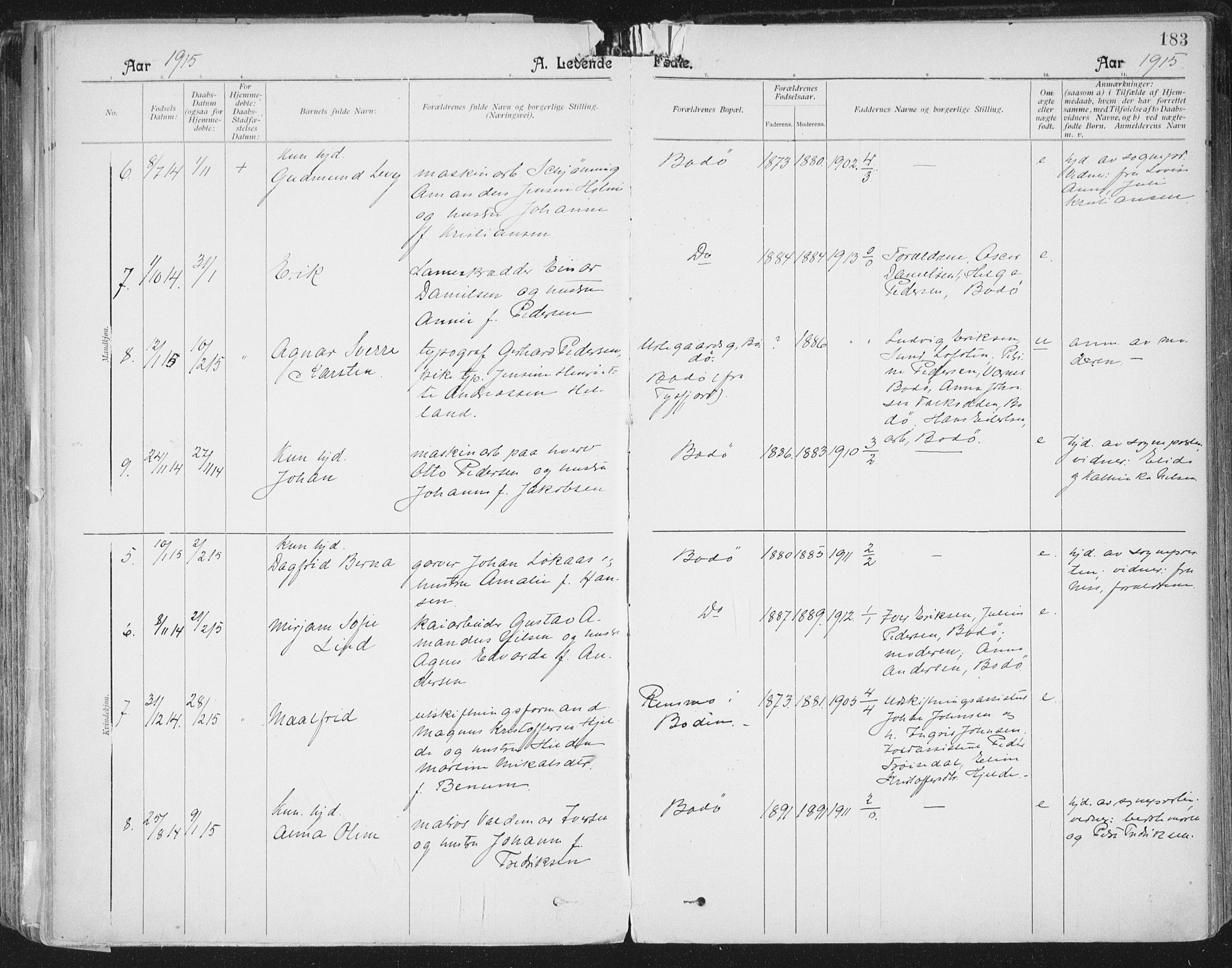 Ministerialprotokoller, klokkerbøker og fødselsregistre - Nordland, SAT/A-1459/801/L0011: Ministerialbok nr. 801A11, 1900-1916, s. 183