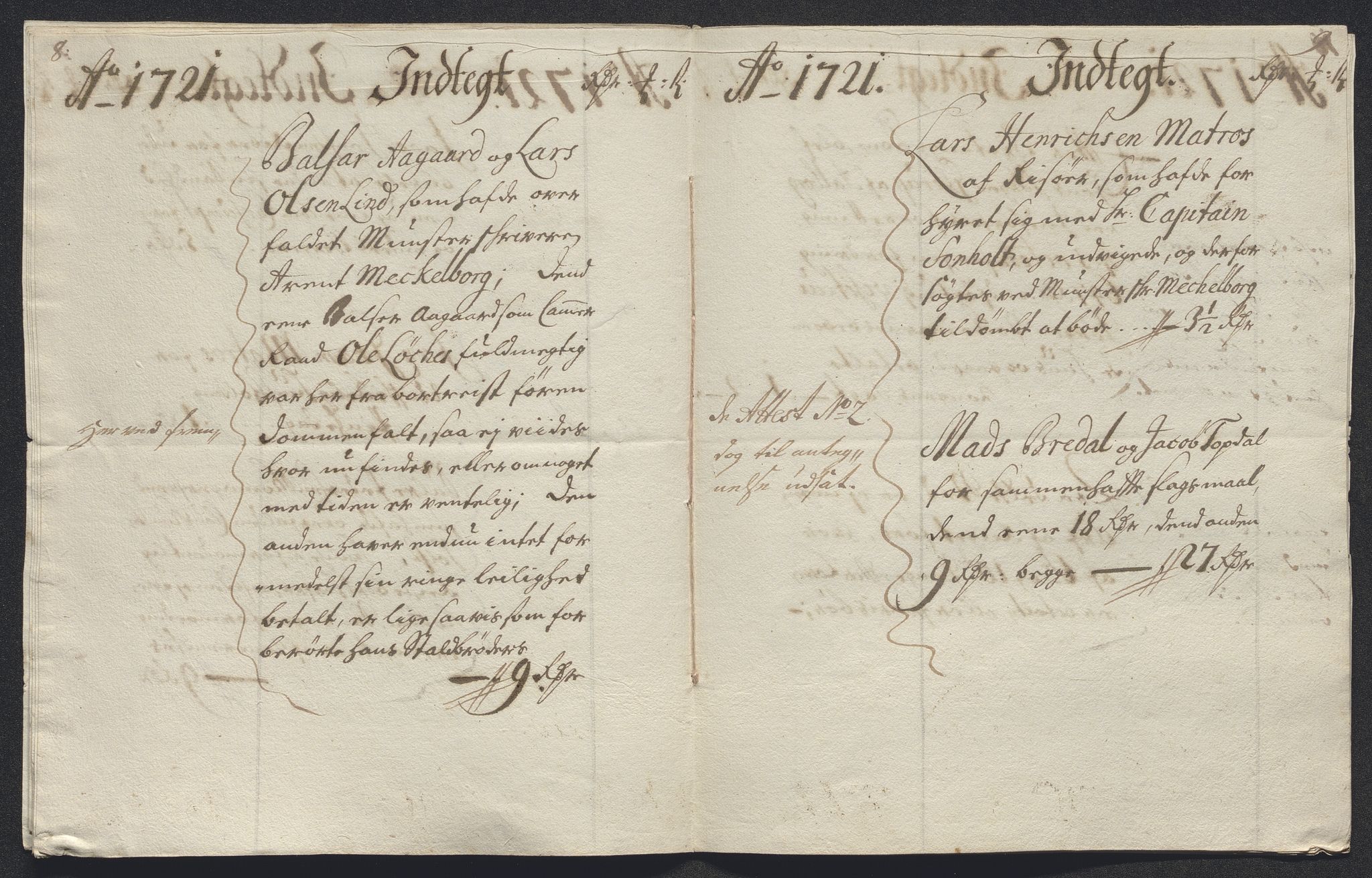 Rentekammeret inntil 1814, Reviderte regnskaper, Byregnskaper, AV/RA-EA-4066/R/Rm/L0286: [M19] Sikt og sakefall, 1719-1727, s. 72