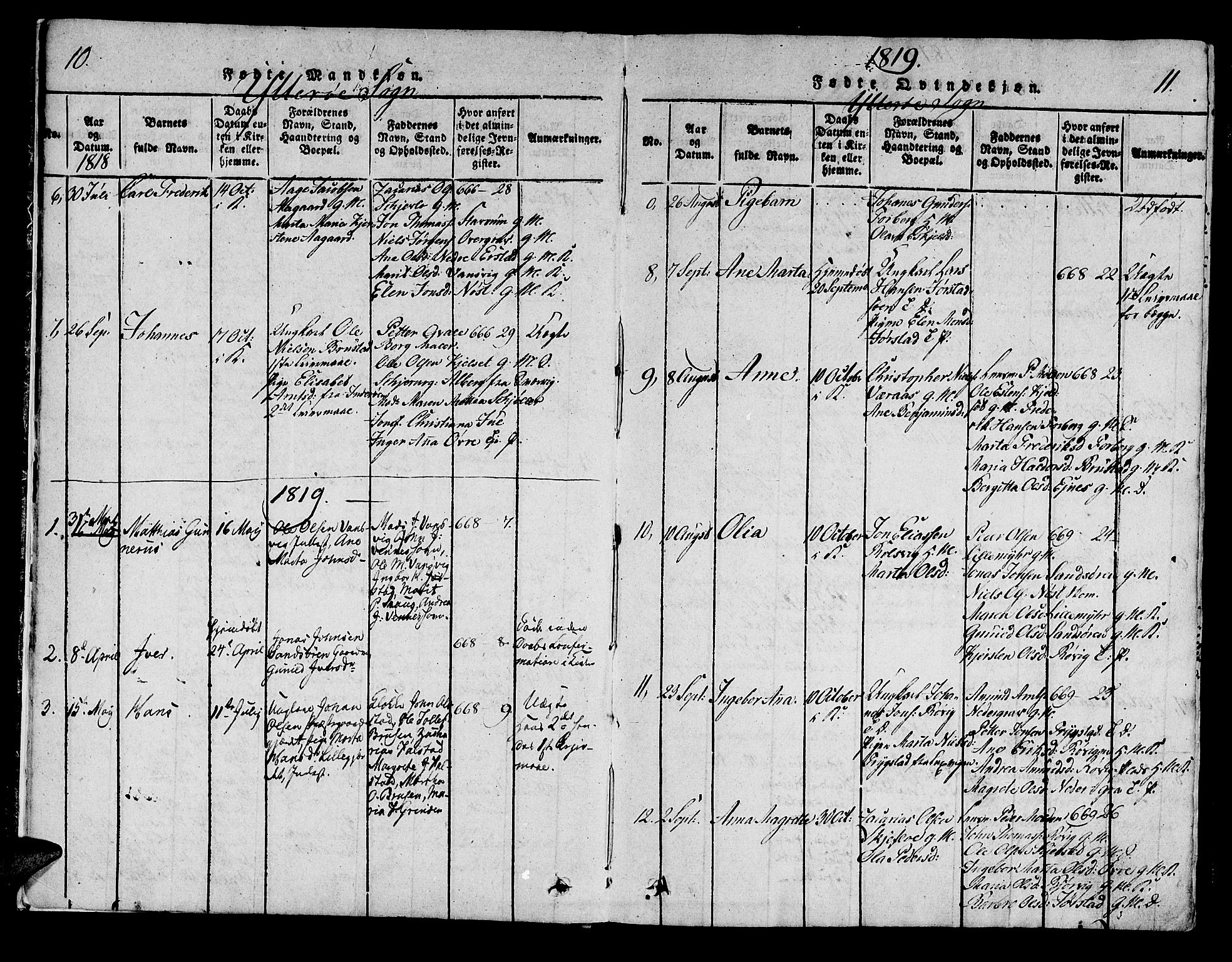 Ministerialprotokoller, klokkerbøker og fødselsregistre - Nord-Trøndelag, SAT/A-1458/722/L0217: Ministerialbok nr. 722A04, 1817-1842, s. 10-11