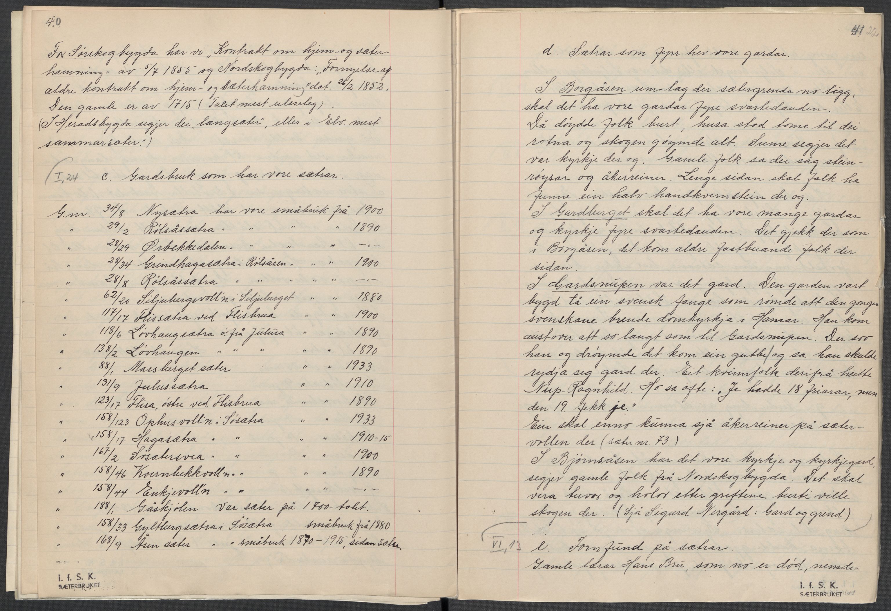 Instituttet for sammenlignende kulturforskning, AV/RA-PA-0424/F/Fc/L0003/0002: Eske B3: / Hedmark (perm V), 1934-1937, s. 22