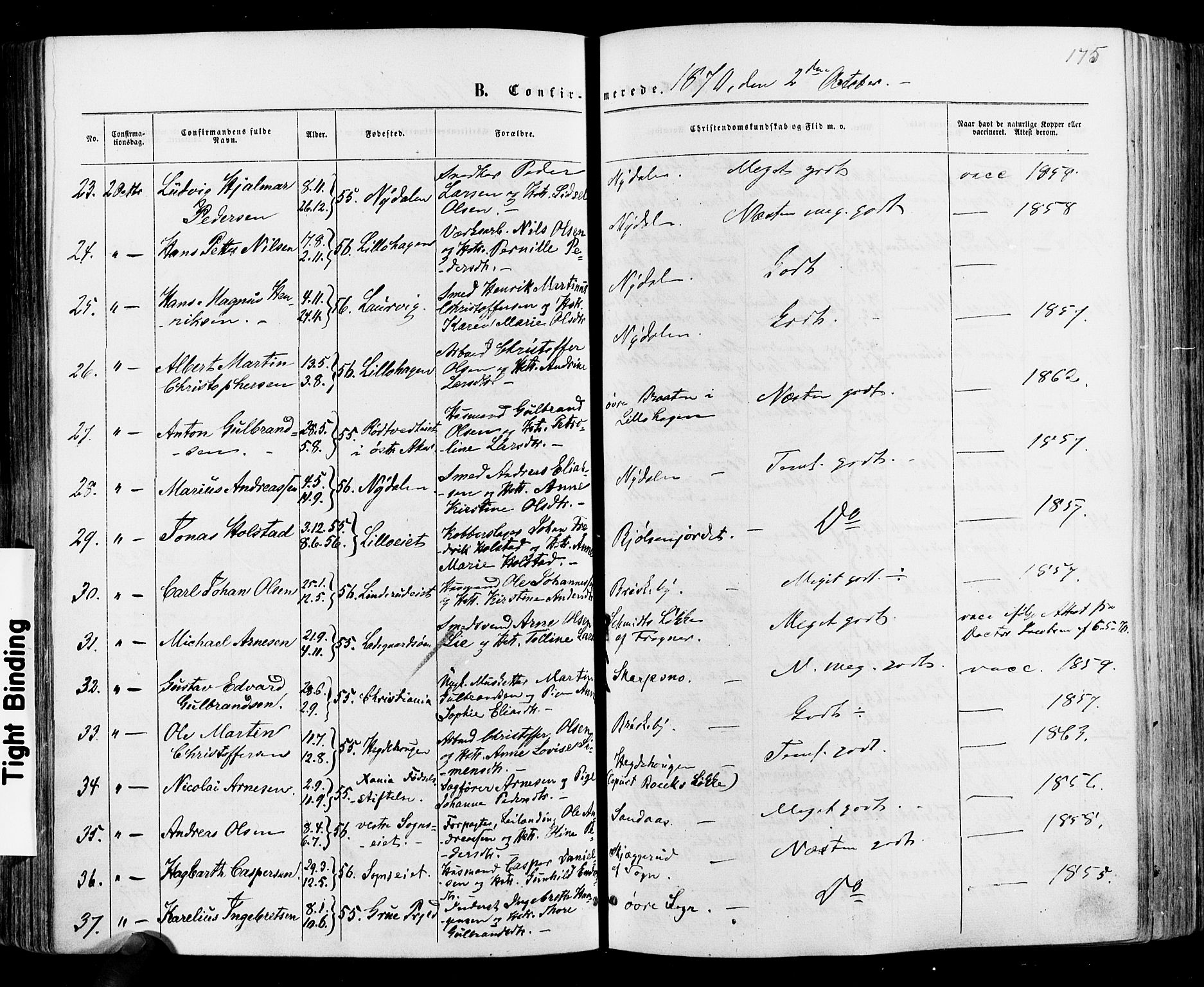Vestre Aker prestekontor Kirkebøker, AV/SAO-A-10025/F/Fa/L0005: Ministerialbok nr. 5, 1859-1877, s. 175