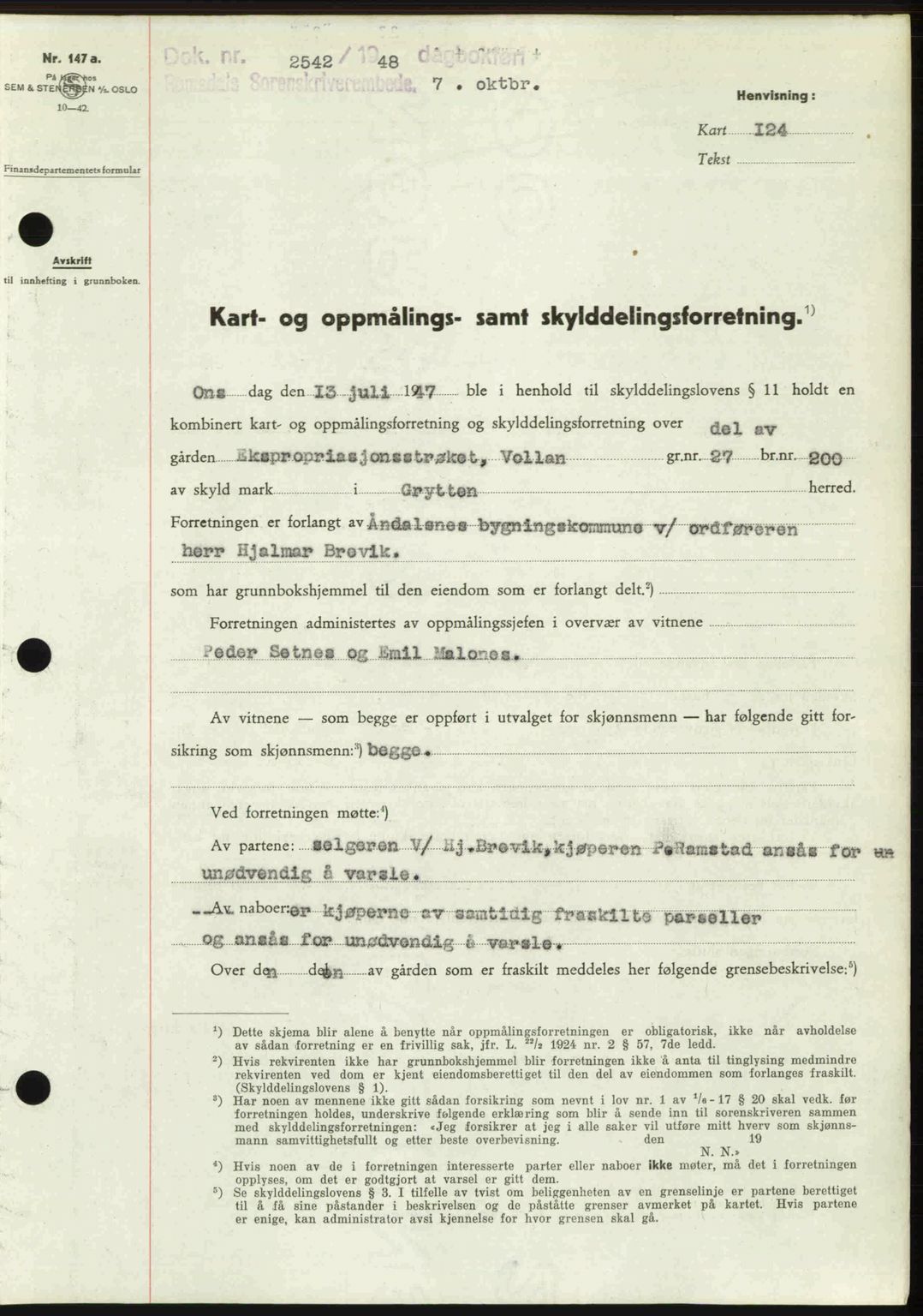 Romsdal sorenskriveri, SAT/A-4149/1/2/2C: Pantebok nr. A27, 1948-1948, Dagboknr: 2542/1948