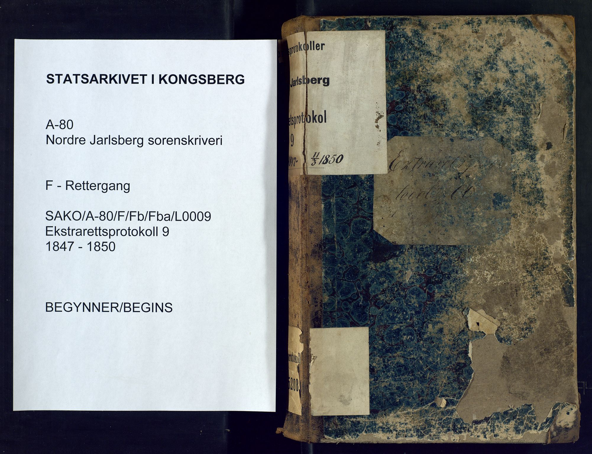 Nordre Jarlsberg sorenskriveri, SAKO/A-80/F/Fb/Fba/L0009: Ekstrarettsprotokoll, 1847-1850