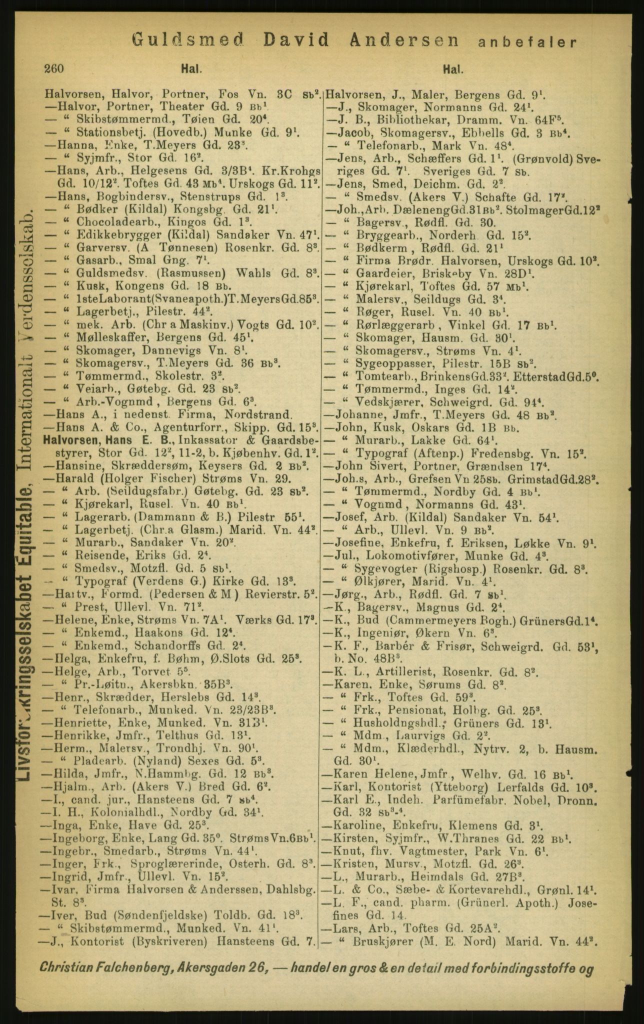 Kristiania/Oslo adressebok, PUBL/-, 1897, s. 260