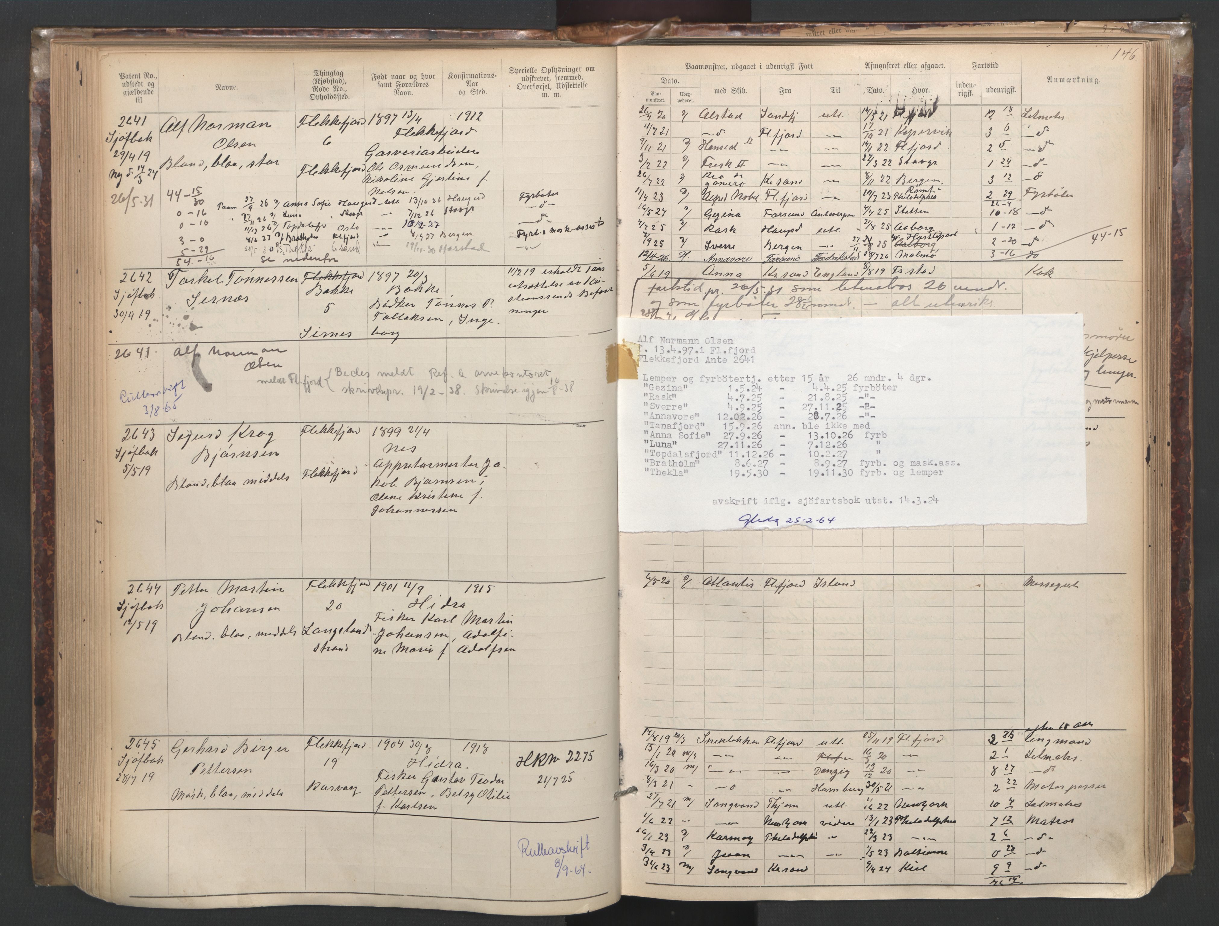 Flekkefjord mønstringskrets, AV/SAK-2031-0018/F/Fa/L0003: Annotasjonsrulle nr 1921-2963 med register, N-3, 1892-1948, s. 177