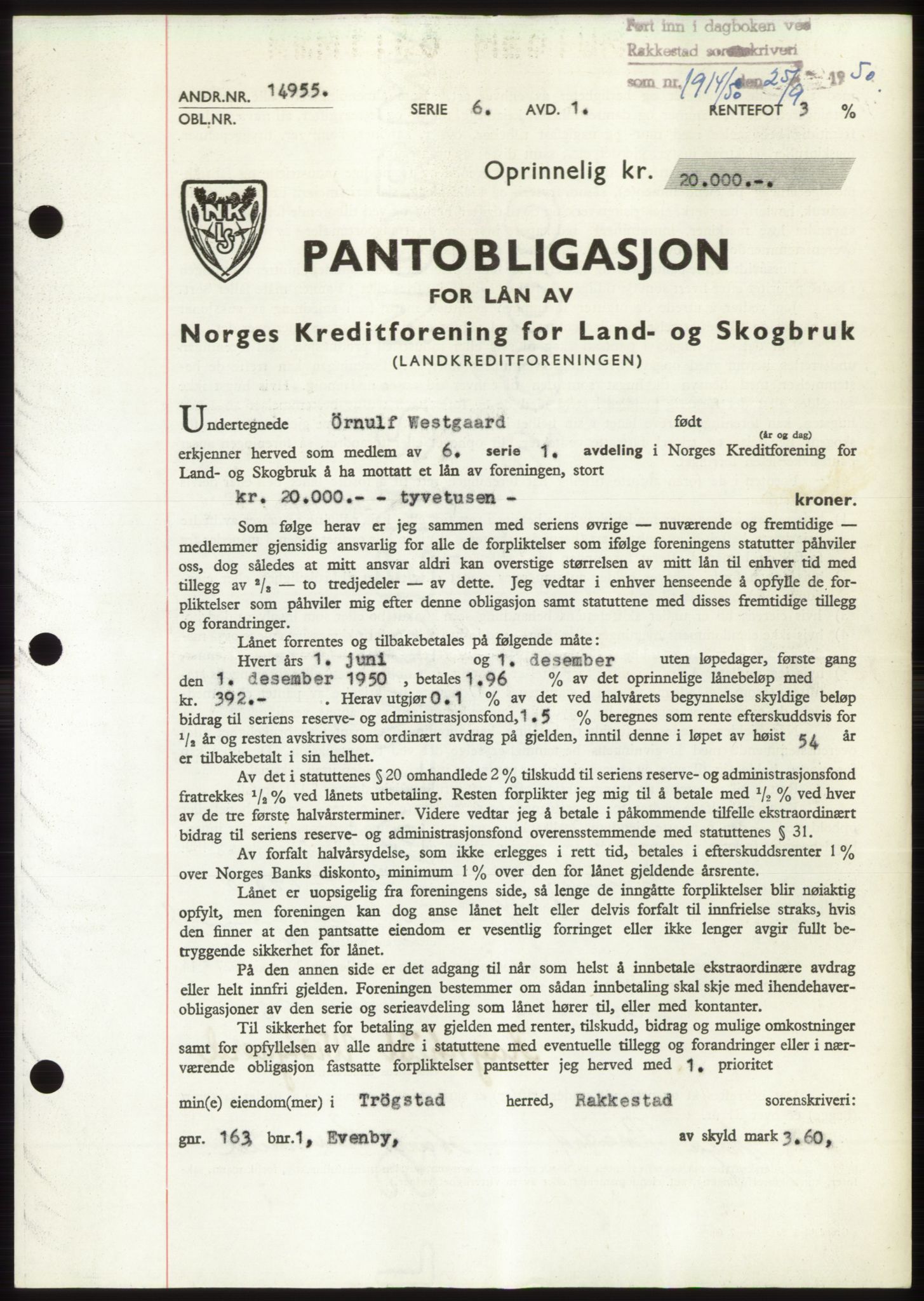 Rakkestad sorenskriveri, SAO/A-10686/G/Gb/Gba/Gbac/L0012: Pantebok nr. B1-4 og B16-20, 1949-1950, Dagboknr: 1914/1950