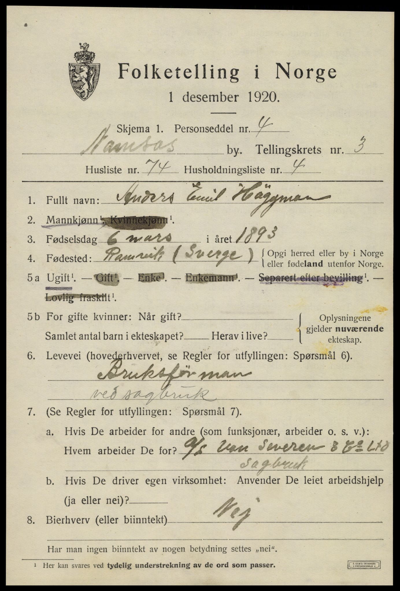 SAT, Folketelling 1920 for 1703 Namsos ladested, 1920, s. 4827