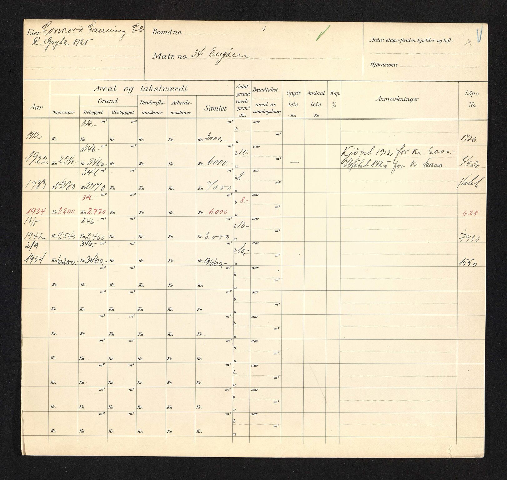 Stavanger kommune. Skattetakstvesenet, BYST/A-0440/F/Fa/Faa/L0012/0007: Skattetakstkort / Engøy 32 - 50