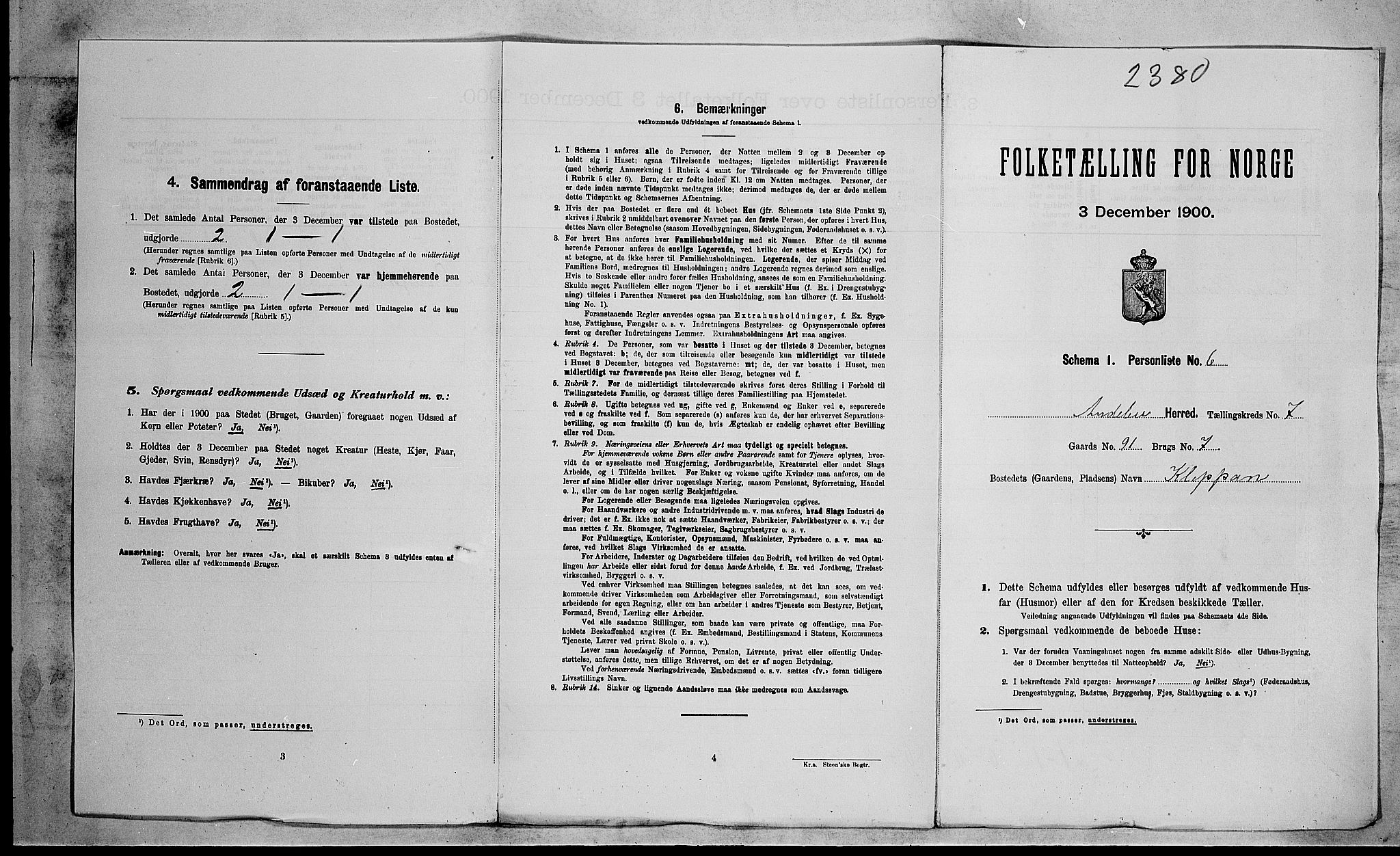 RA, Folketelling 1900 for 0719 Andebu herred, 1900, s. 727