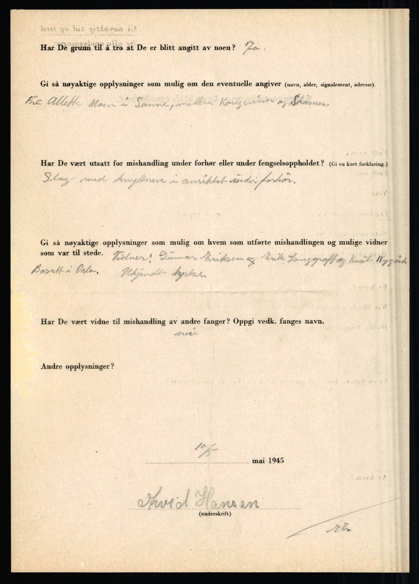 Rikspolitisjefen, AV/RA-S-1560/L/L0006: Hansen, Adolf Boye - Hemstad, Gunnar, 1940-1945, s. 56