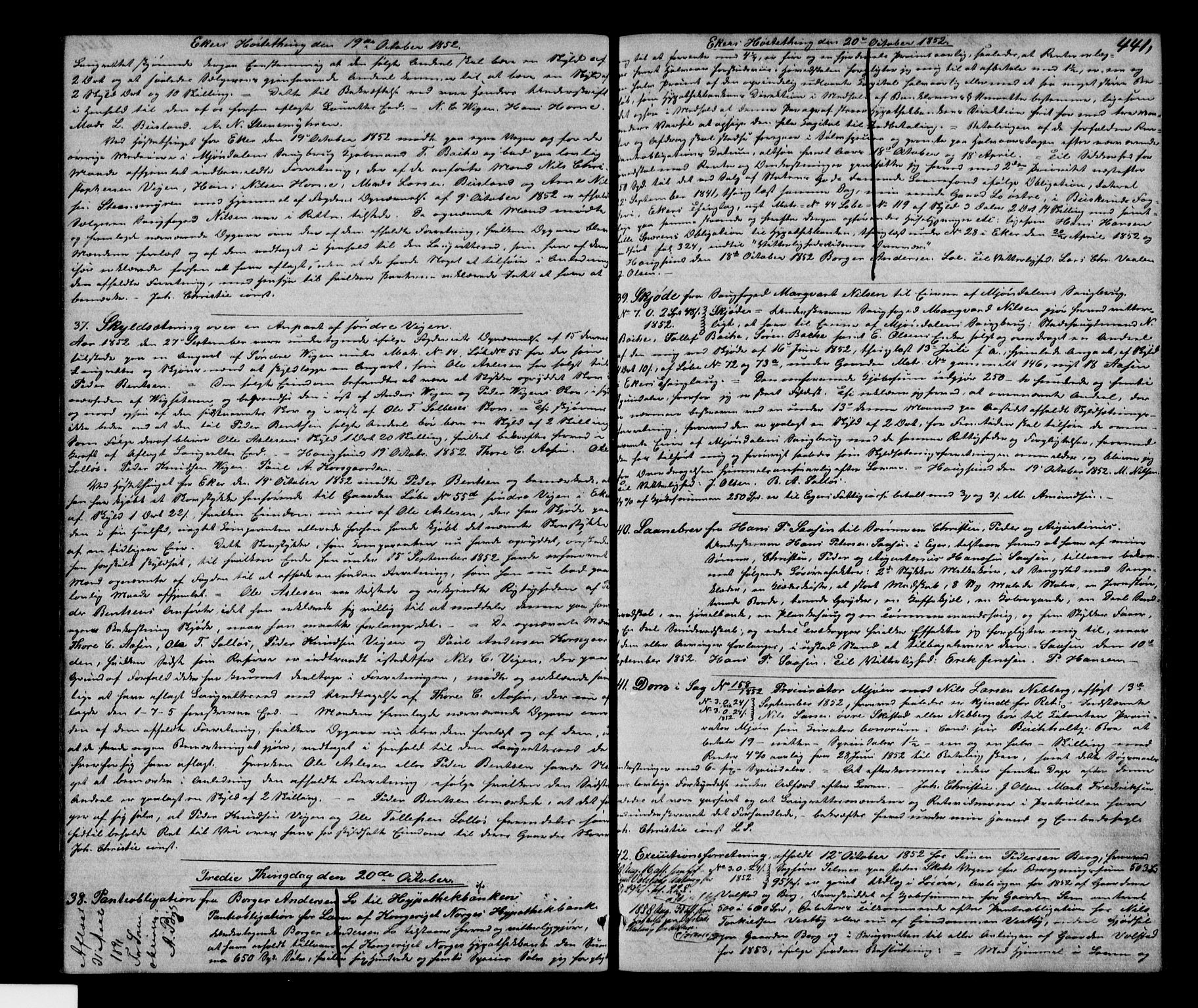 Eiker, Modum og Sigdal sorenskriveri, SAKO/A-123/G/Ga/Gaa/L0013b: Pantebok nr. I 13b, 1852-1854, s. 441