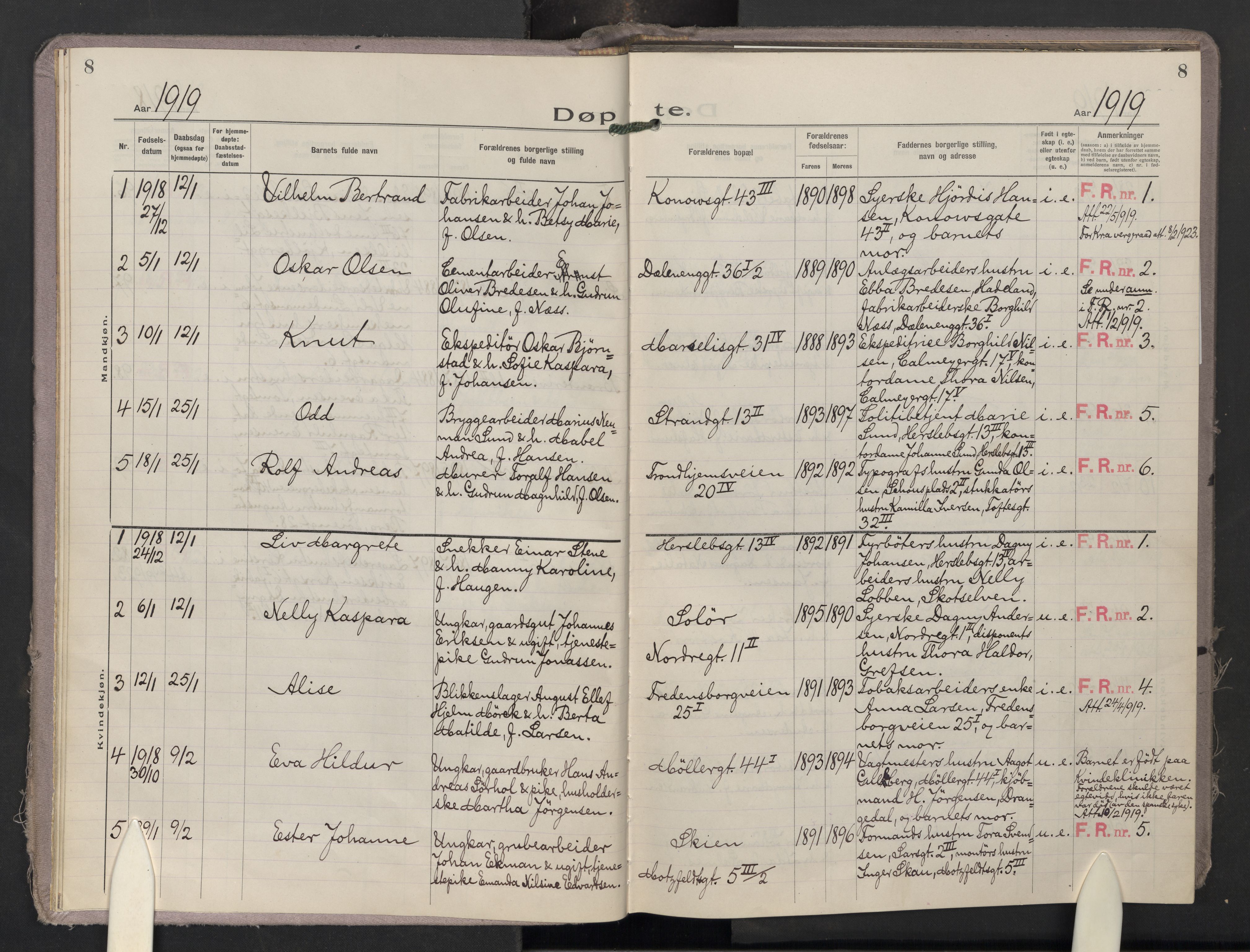 Krohgstøtten sykehusprest Kirkebøker, AV/SAO-A-10854/F/Fa/L0005: Ministerialbok nr. 5, 1918-1959, s. 8