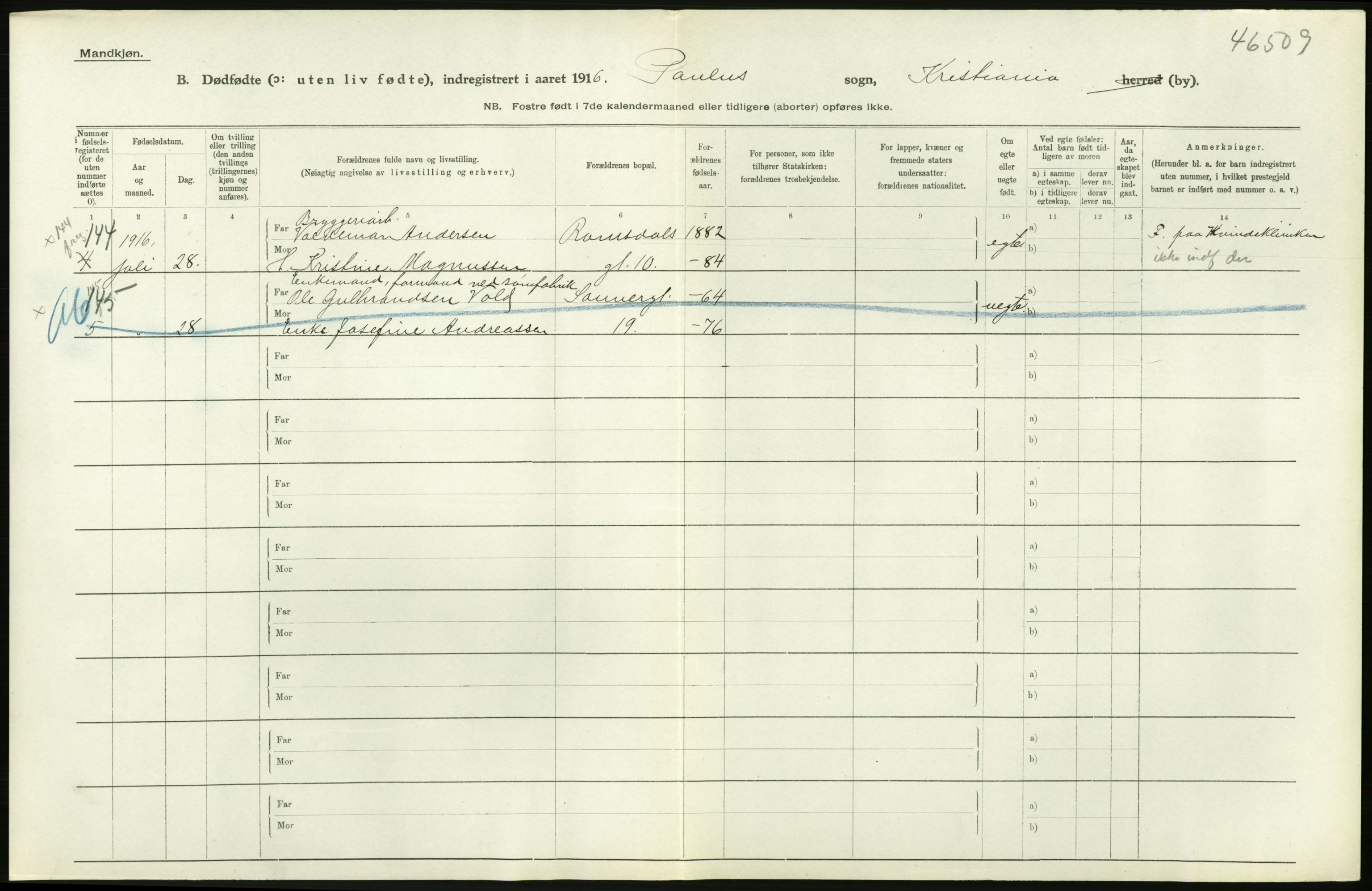 Statistisk sentralbyrå, Sosiodemografiske emner, Befolkning, AV/RA-S-2228/D/Df/Dfb/Dfbf/L0010: Kristiania: Døde, dødfødte., 1916, s. 568