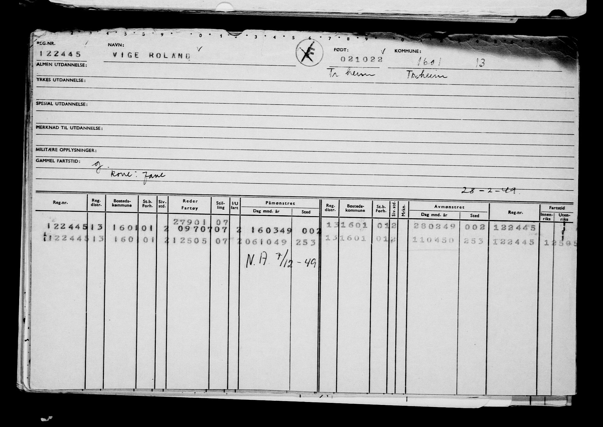 Direktoratet for sjømenn, AV/RA-S-3545/G/Gb/L0211: Hovedkort, 1922, s. 37