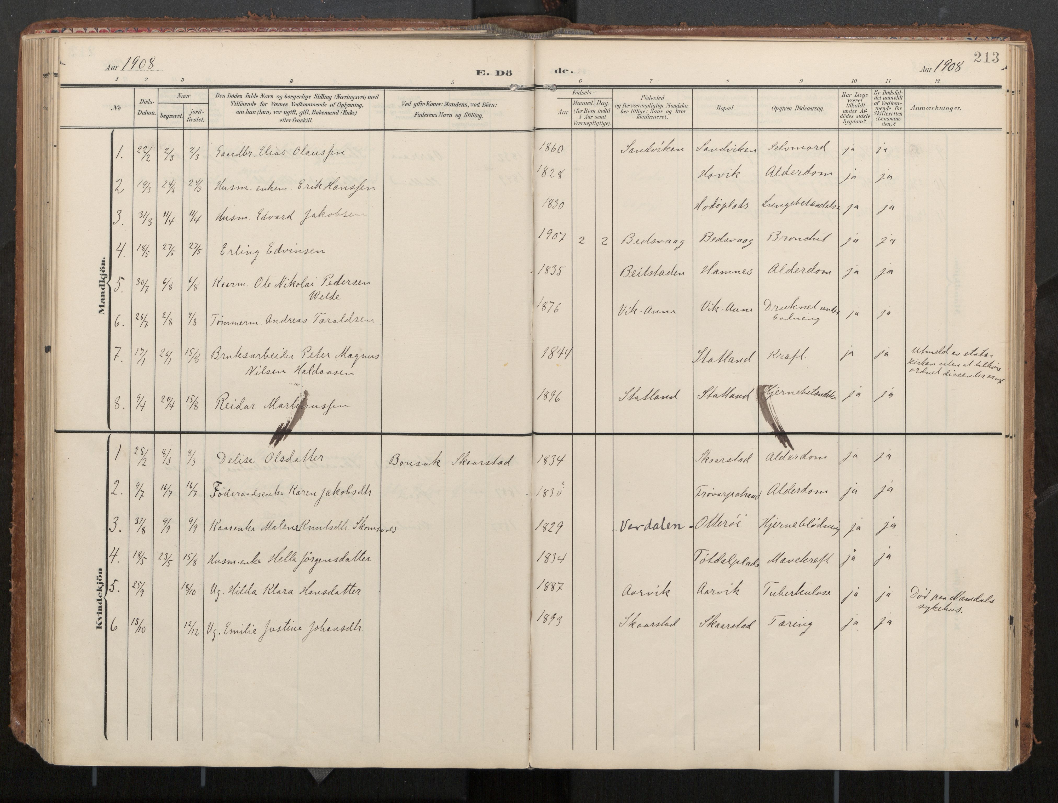 Ministerialprotokoller, klokkerbøker og fødselsregistre - Nord-Trøndelag, AV/SAT-A-1458/774/L0629: Ministerialbok, 1904-1926, s. 213