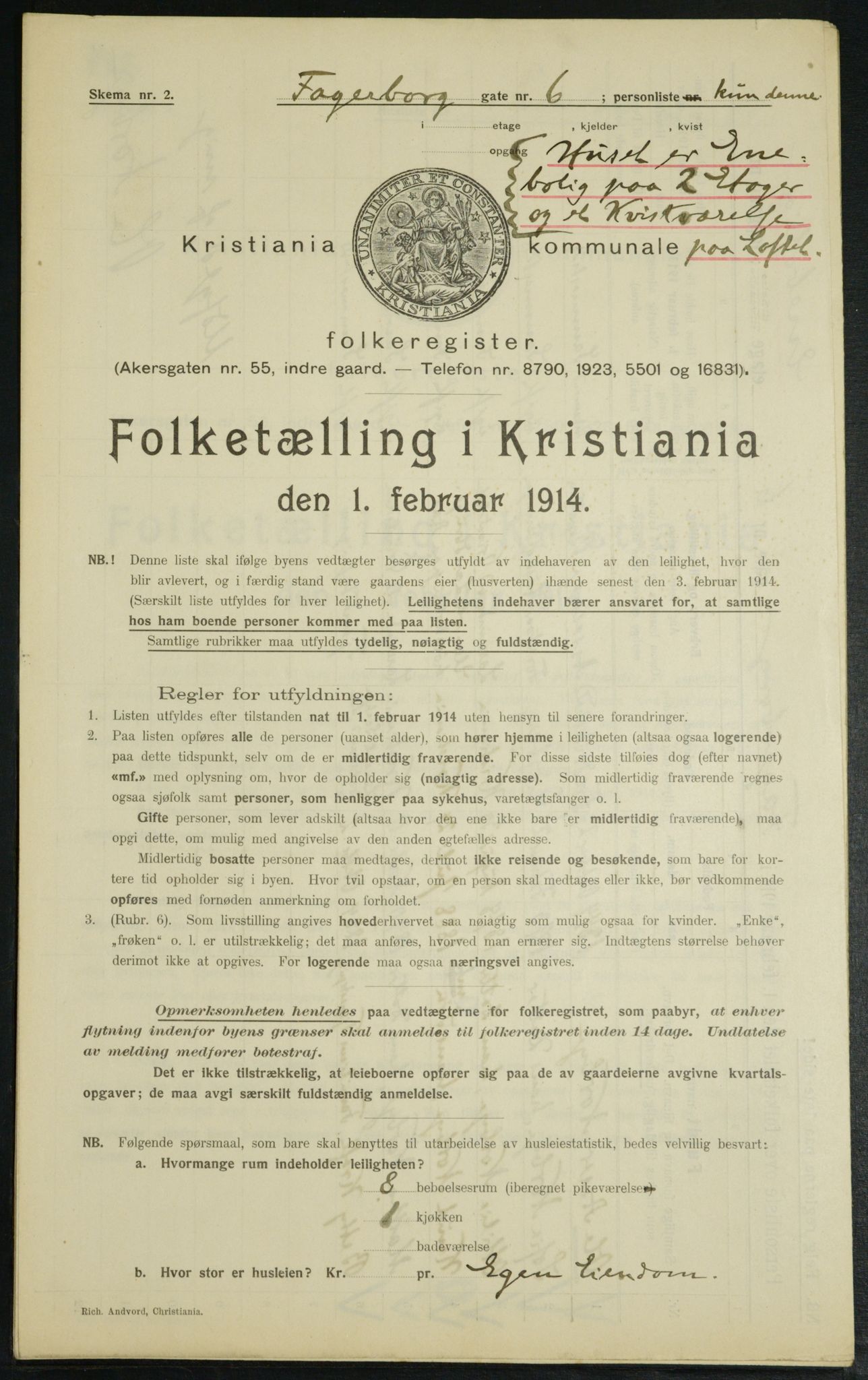 OBA, Kommunal folketelling 1.2.1914 for Kristiania, 1914, s. 23085