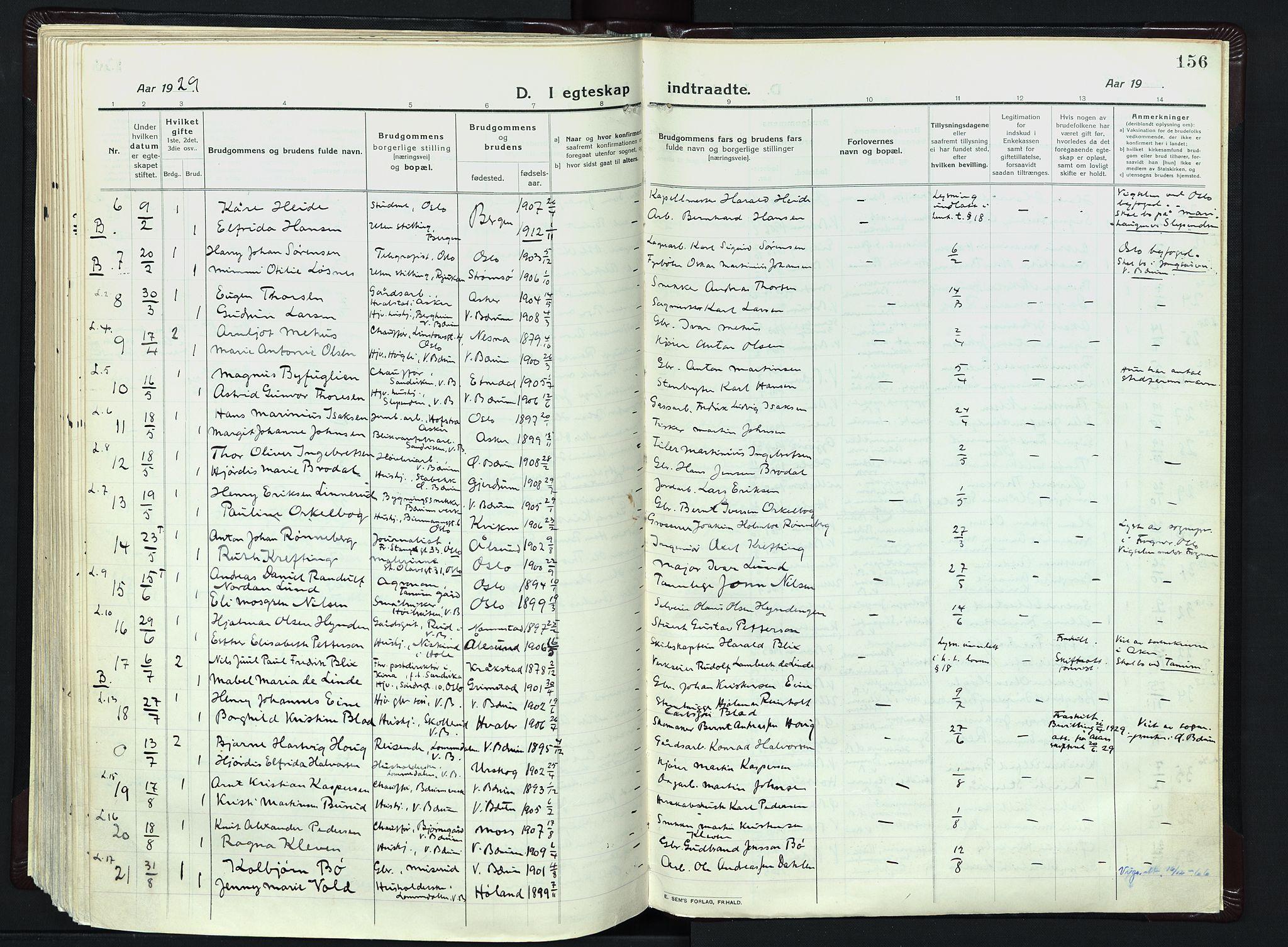 Vestre Bærum prestekontor Kirkebøker, AV/SAO-A-10209a/F/Fa/L0003: Ministerialbok nr. 3, 1916-1930, s. 156