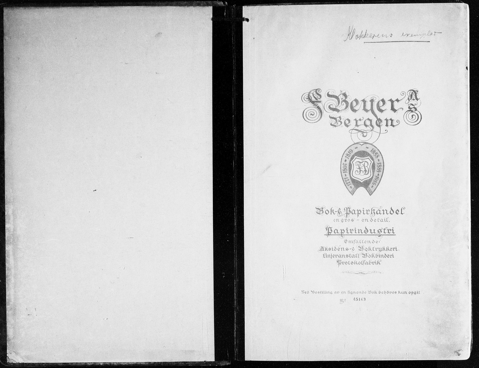 Korskirken sokneprestembete, SAB/A-76101/H/Hab: Klokkerbok nr. D 5, 1926-1944