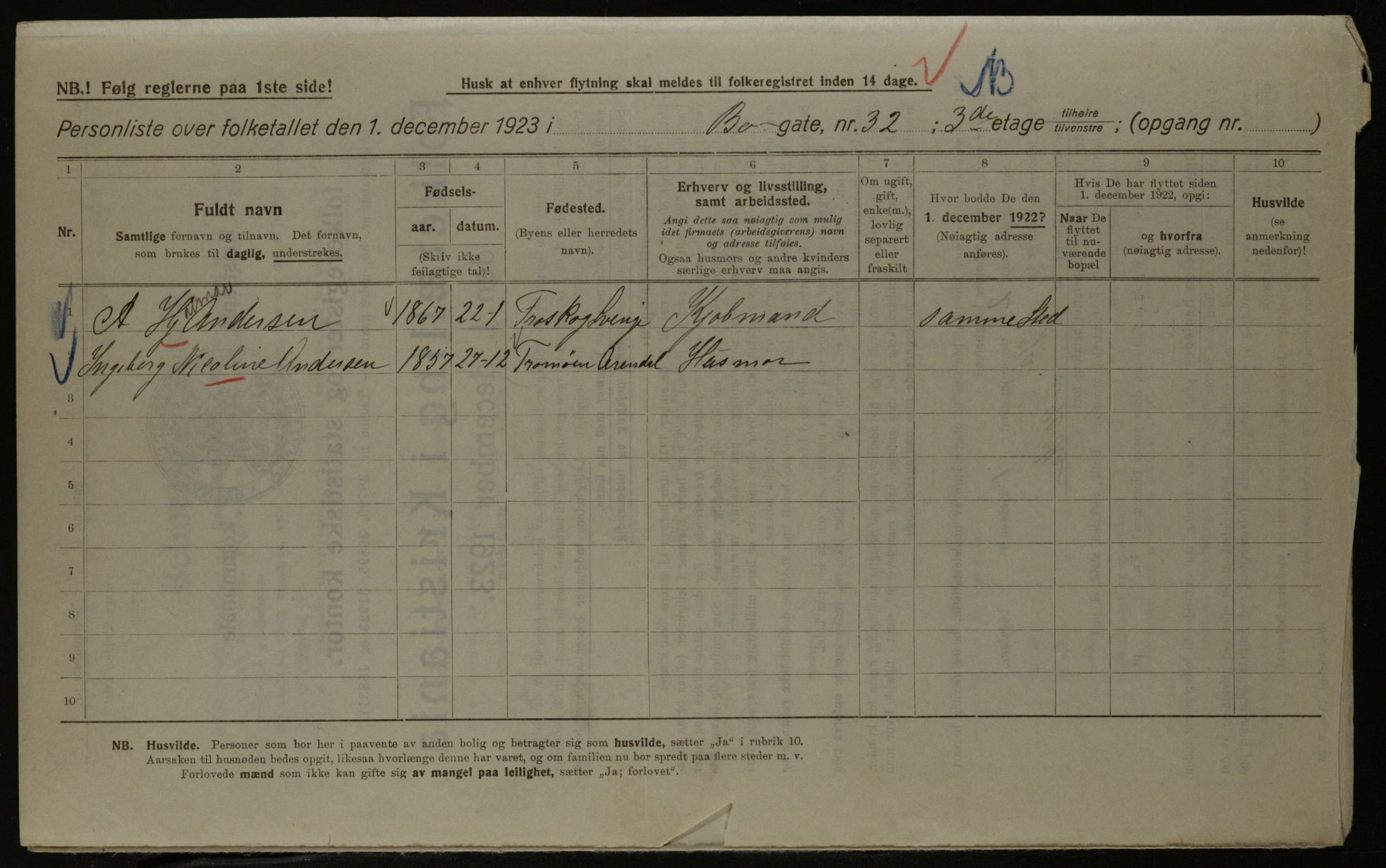 OBA, Kommunal folketelling 1.12.1923 for Kristiania, 1923, s. 12471