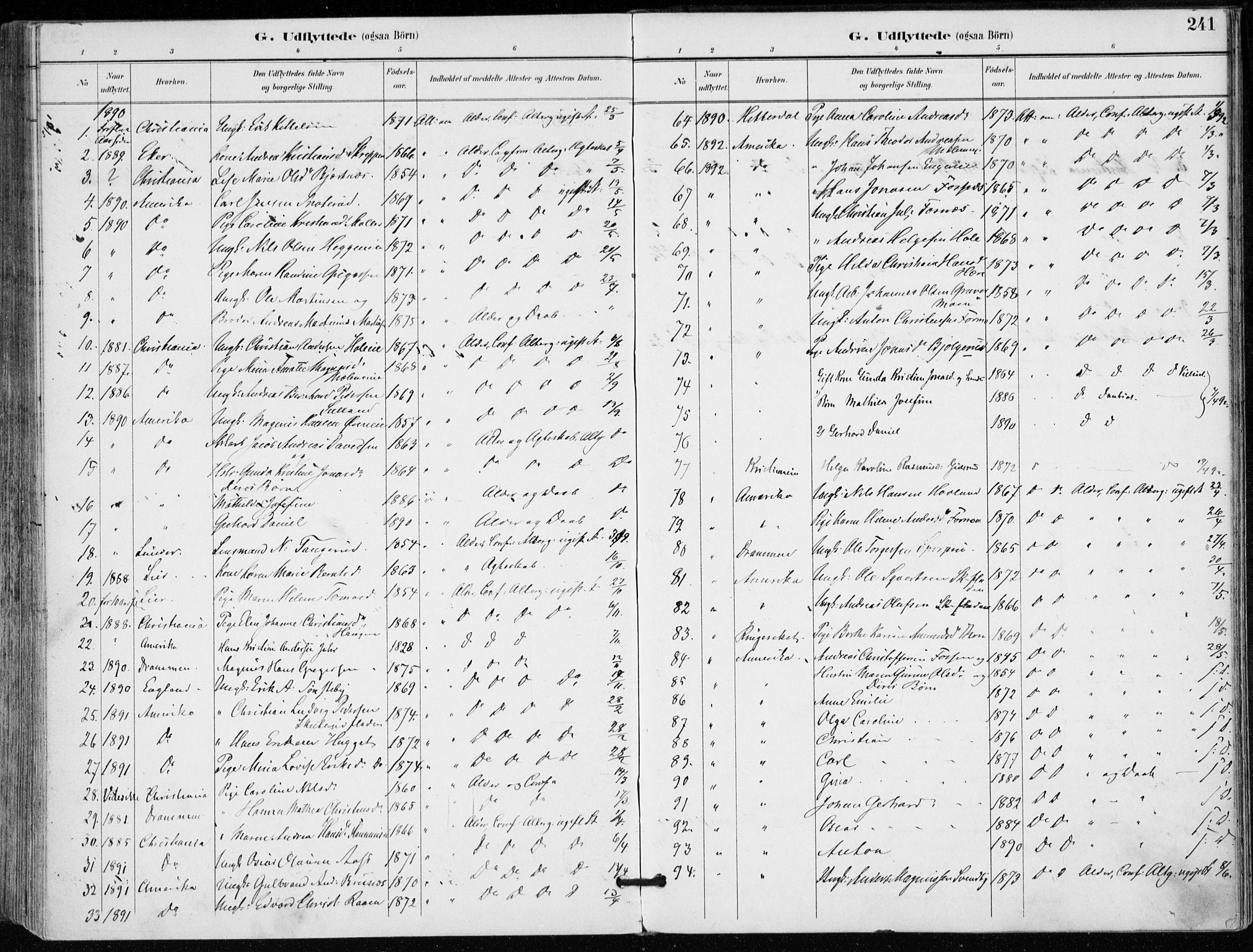 Modum kirkebøker, AV/SAKO-A-234/F/Fa/L0012: Ministerialbok nr. 12, 1890-1898, s. 241