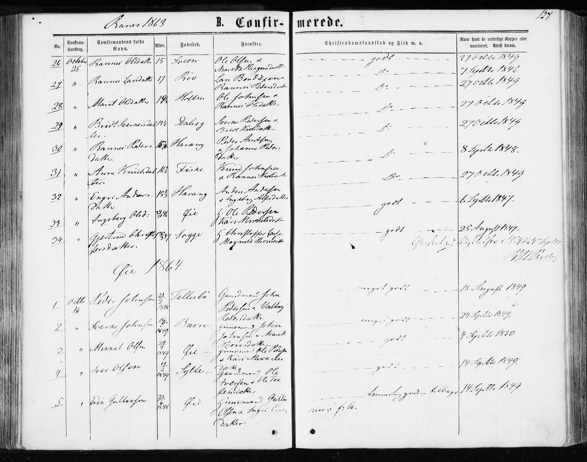 Ministerialprotokoller, klokkerbøker og fødselsregistre - Møre og Romsdal, SAT/A-1454/595/L1045: Ministerialbok nr. 595A07, 1863-1873, s. 124