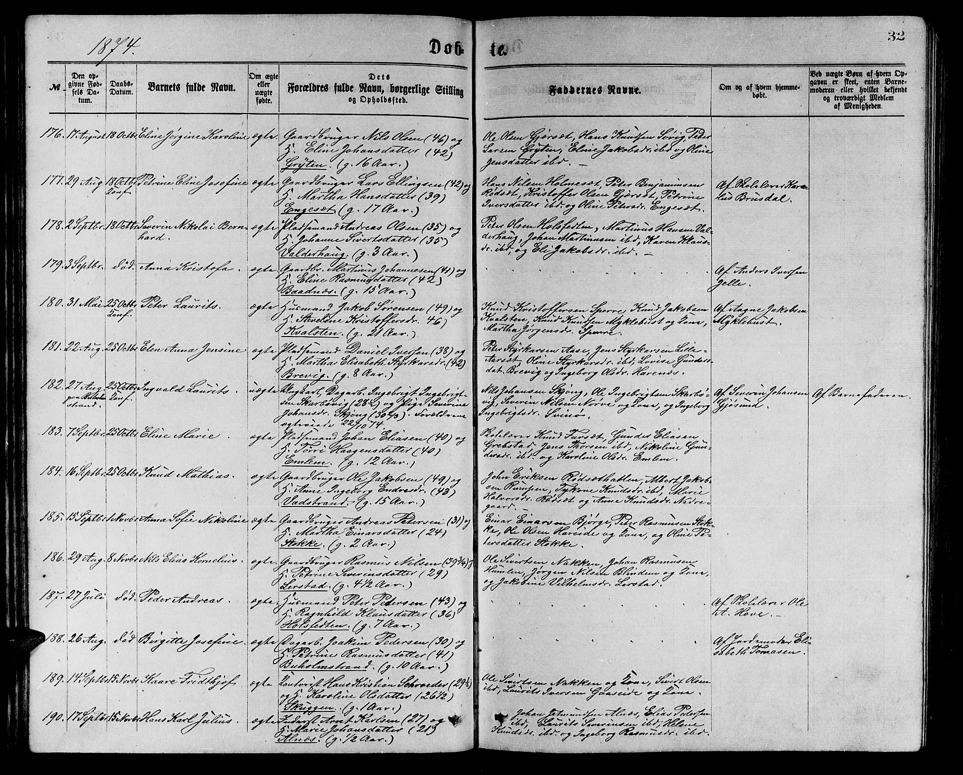 Ministerialprotokoller, klokkerbøker og fødselsregistre - Møre og Romsdal, AV/SAT-A-1454/528/L0429: Klokkerbok nr. 528C10, 1872-1886, s. 32