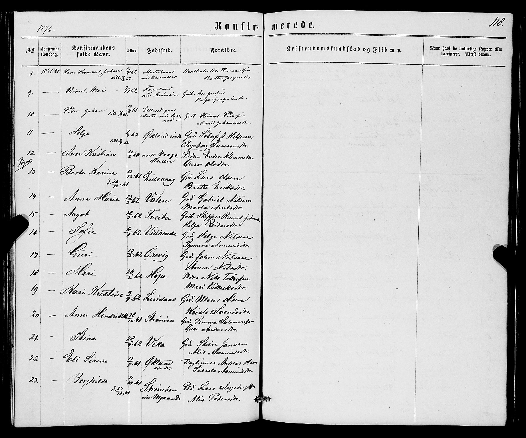 Sveio Sokneprestembete, AV/SAB-A-78501/H/Hab: Klokkerbok nr. B 1, 1864-1886, s. 118