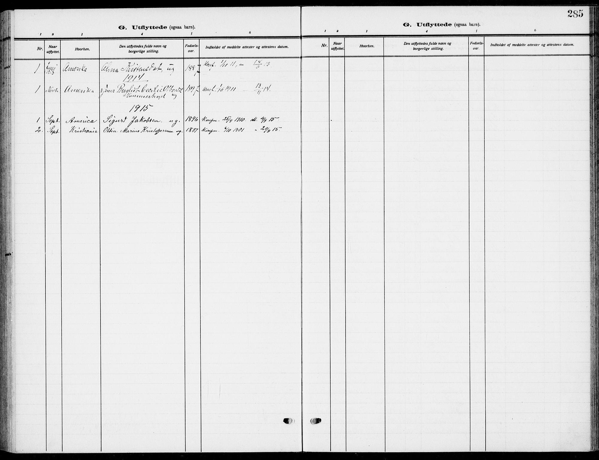 Romedal prestekontor, SAH/PREST-004/K/L0012: Ministerialbok nr. 12, 1913-1935, s. 285