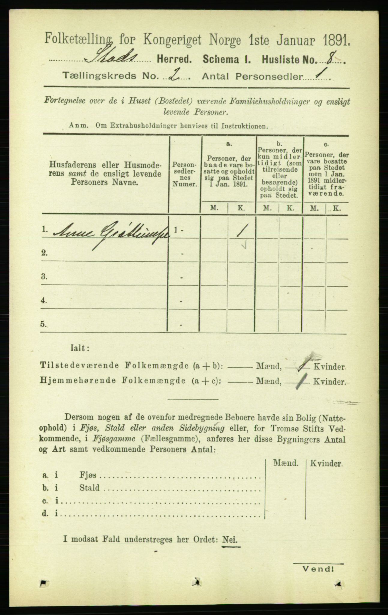 RA, Folketelling 1891 for 1734 Stod herred, 1891, s. 603