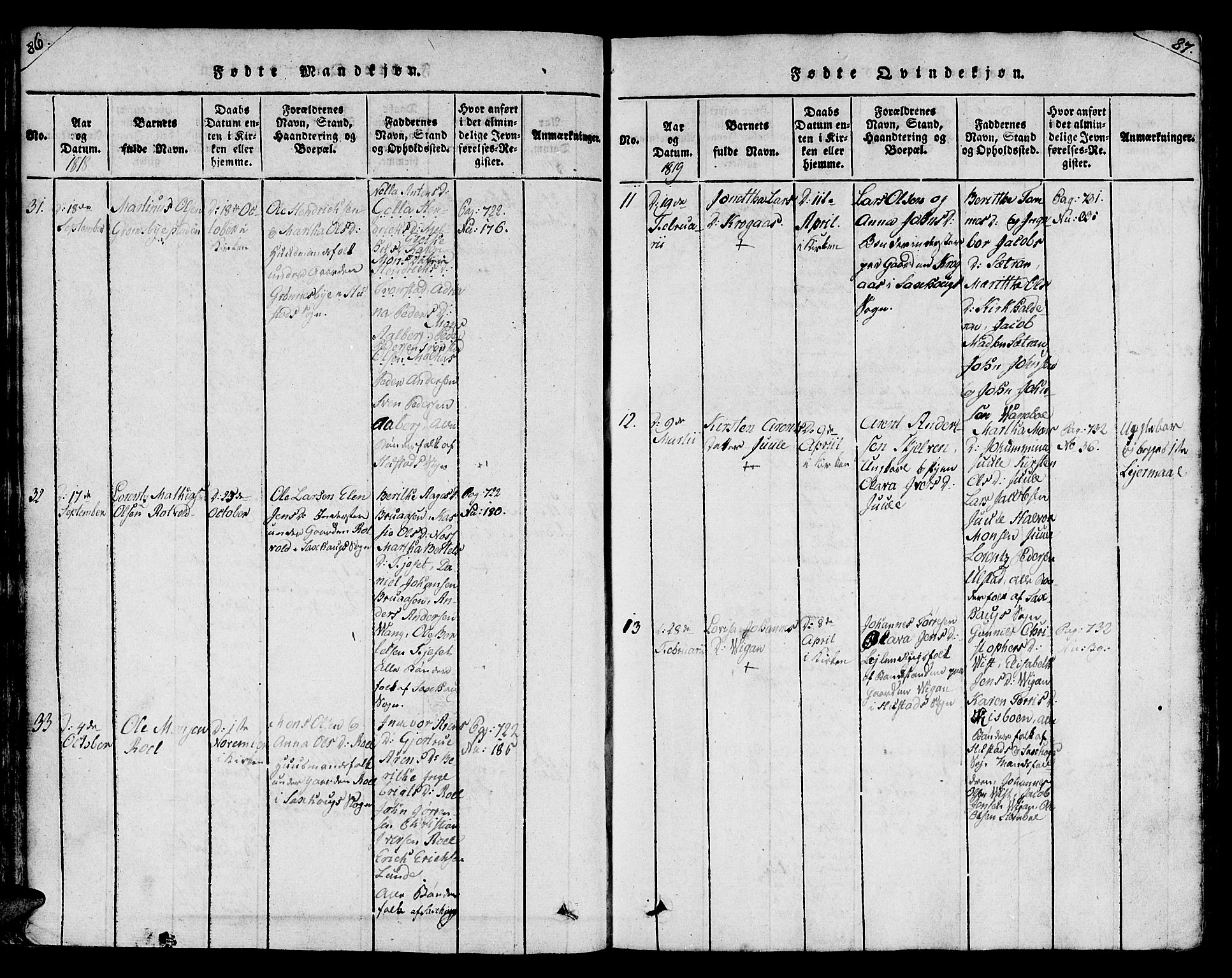 Ministerialprotokoller, klokkerbøker og fødselsregistre - Nord-Trøndelag, SAT/A-1458/730/L0275: Ministerialbok nr. 730A04, 1816-1822, s. 86-87