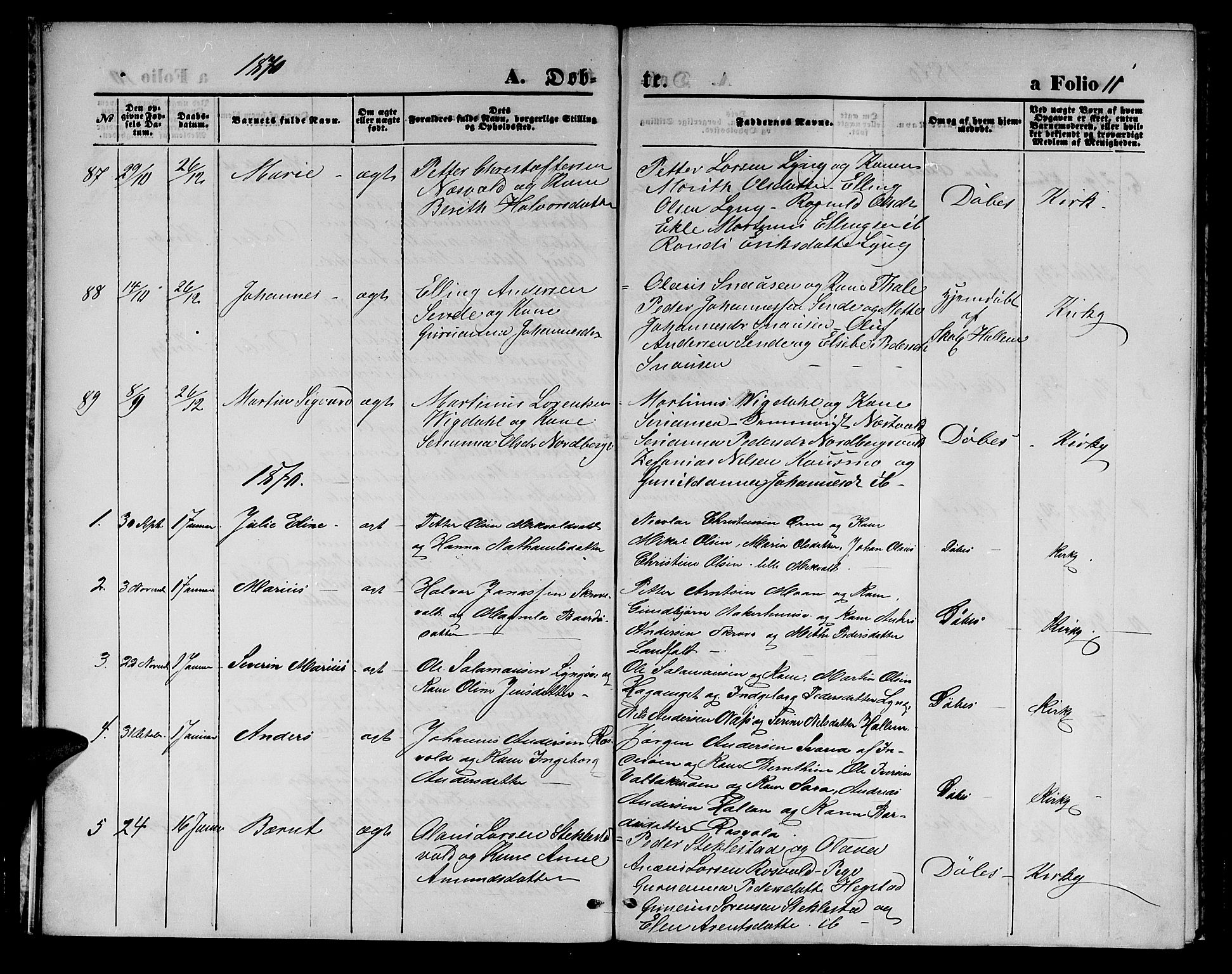 Ministerialprotokoller, klokkerbøker og fødselsregistre - Nord-Trøndelag, SAT/A-1458/723/L0255: Klokkerbok nr. 723C03, 1869-1879, s. 11