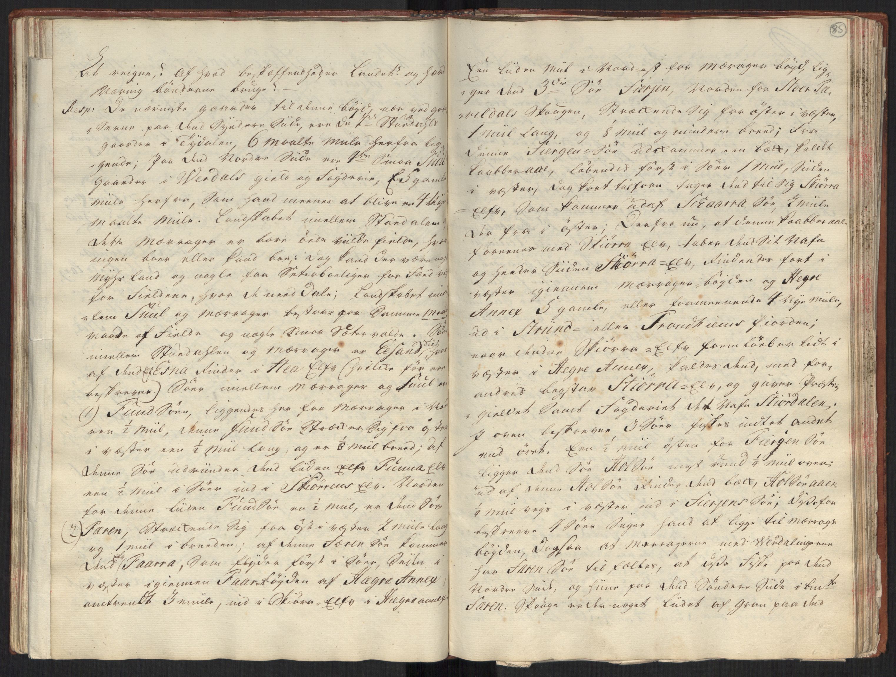 Danske Kanselli, Grensearkivet, AV/RA-EA-4062/F/L0010/0002: Volum XX-XXII / Vol. XXI: Major Schnitlers grenseeksaminasjonsprotokoll, 1. bind, 1742, s. 84b-85a