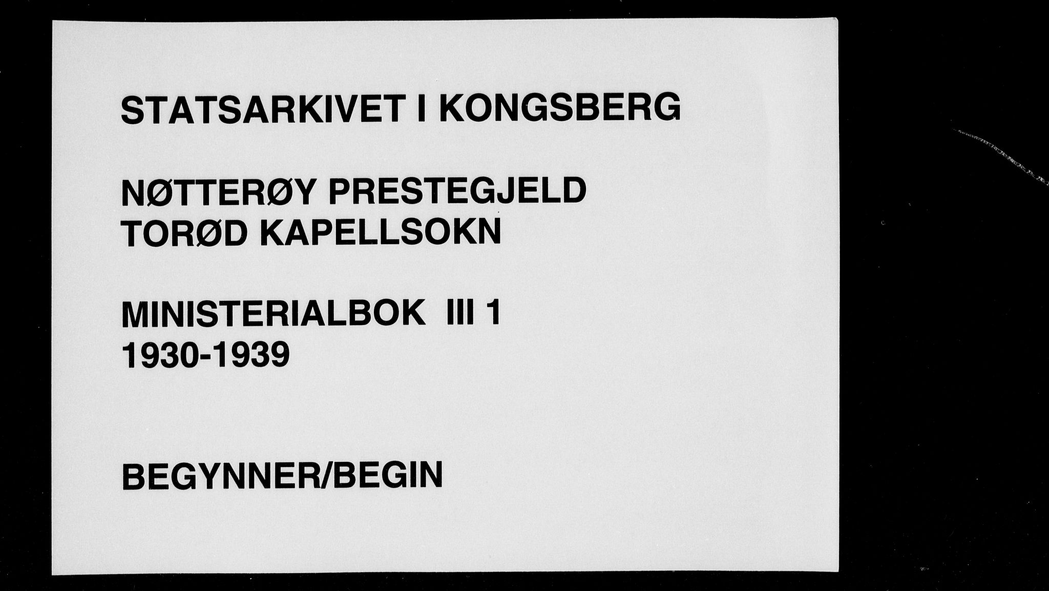 Nøtterøy kirkebøker, SAKO/A-354/F/Fc/L0001: Ministerialbok nr. III 1, 1930-1939