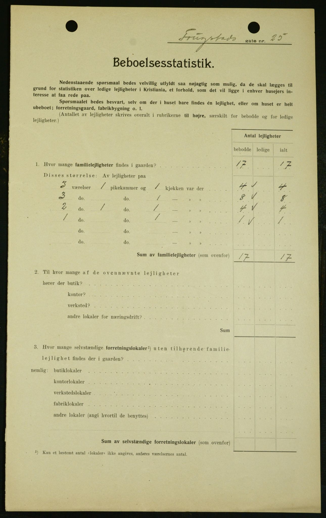 OBA, Kommunal folketelling 1.2.1909 for Kristiania kjøpstad, 1909, s. 23000