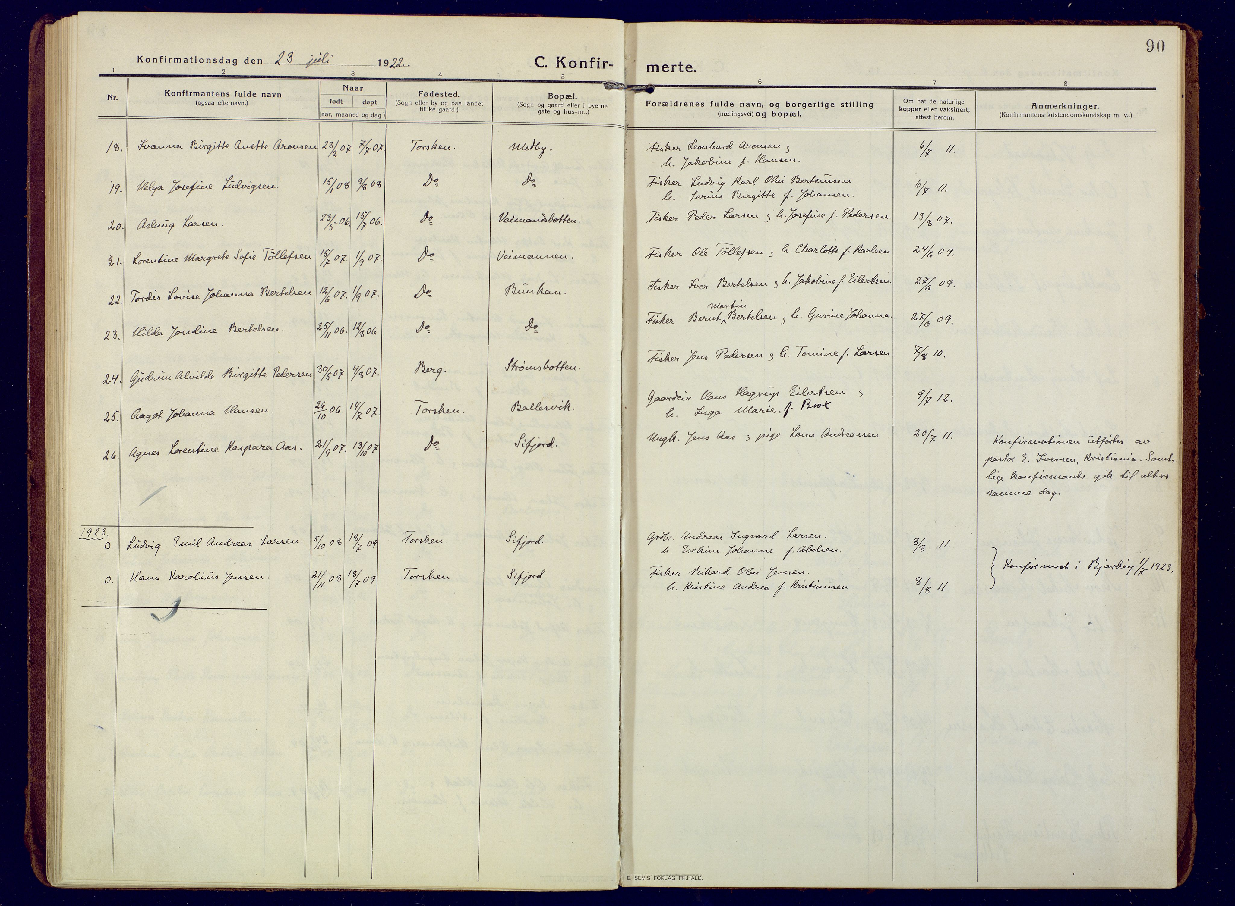 Berg sokneprestkontor, SATØ/S-1318/G/Ga/Gaa: Ministerialbok nr. 10, 1916-1928, s. 90