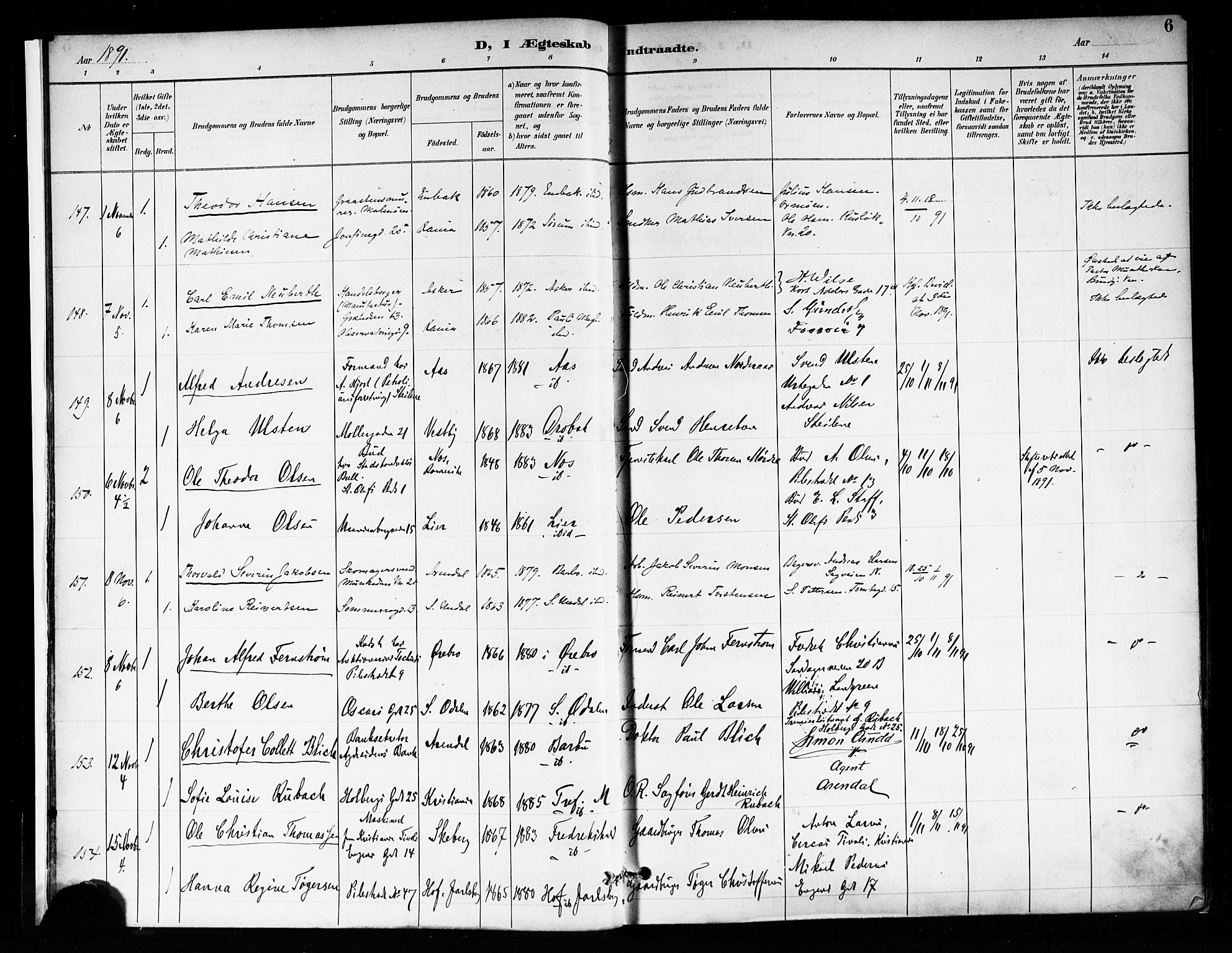 Trefoldighet prestekontor Kirkebøker, AV/SAO-A-10882/F/Fc/L0004: Ministerialbok nr. III 4, 1891-1900, s. 6