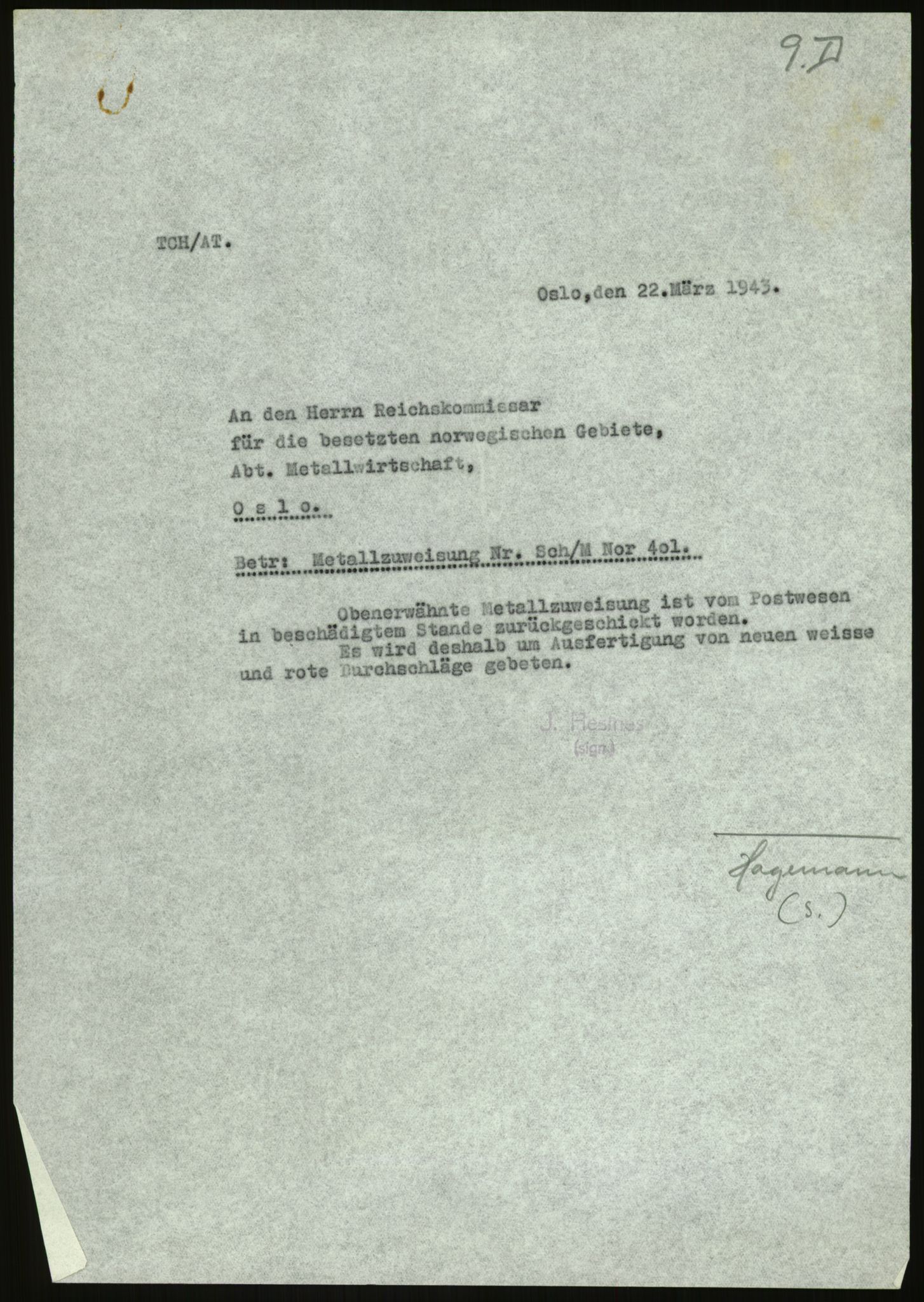 Direktoratet for industriforsyning, Sekretariatet, AV/RA-S-4153/D/Df/L0054: 9. Metallkontoret, 1940-1945, s. 525