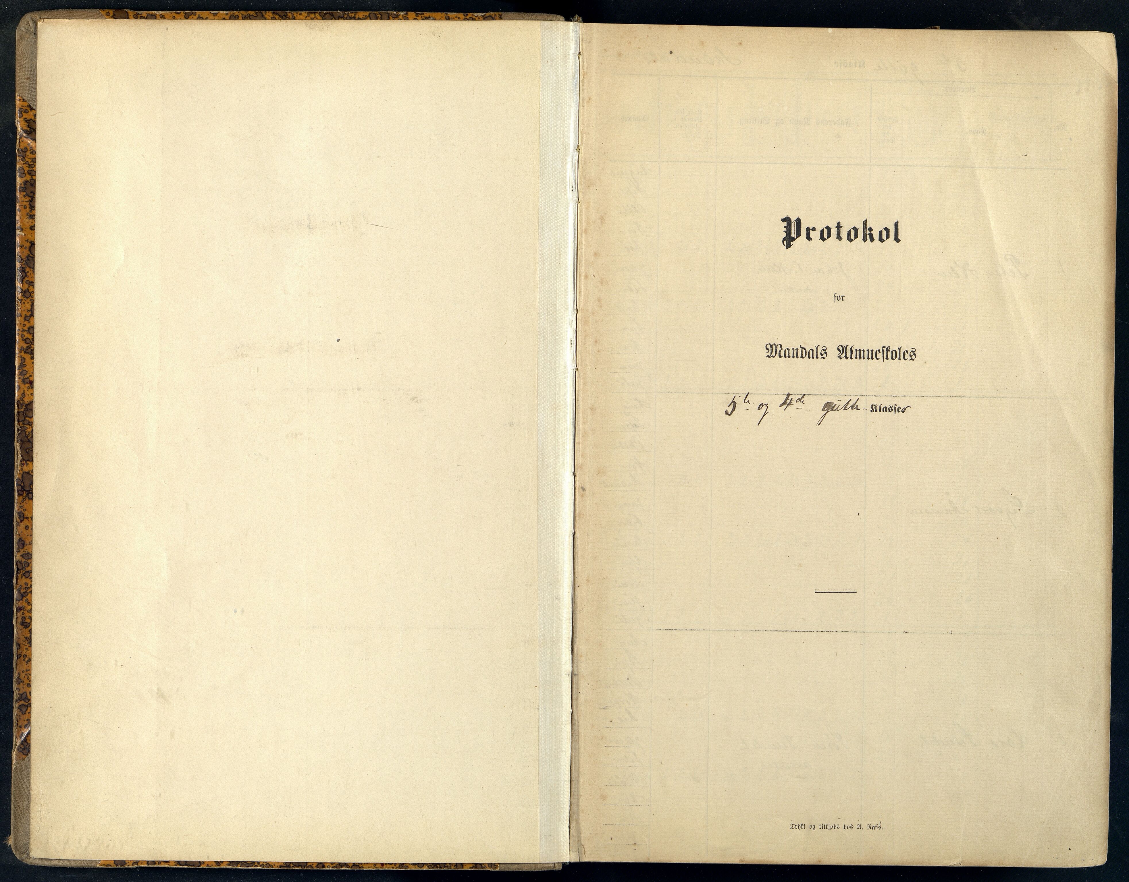 Mandal By - Mandal Allmueskole/Folkeskole/Skole, ARKSOR/1002MG551/H/L0024: Skoleprotokoll, 1898-1910