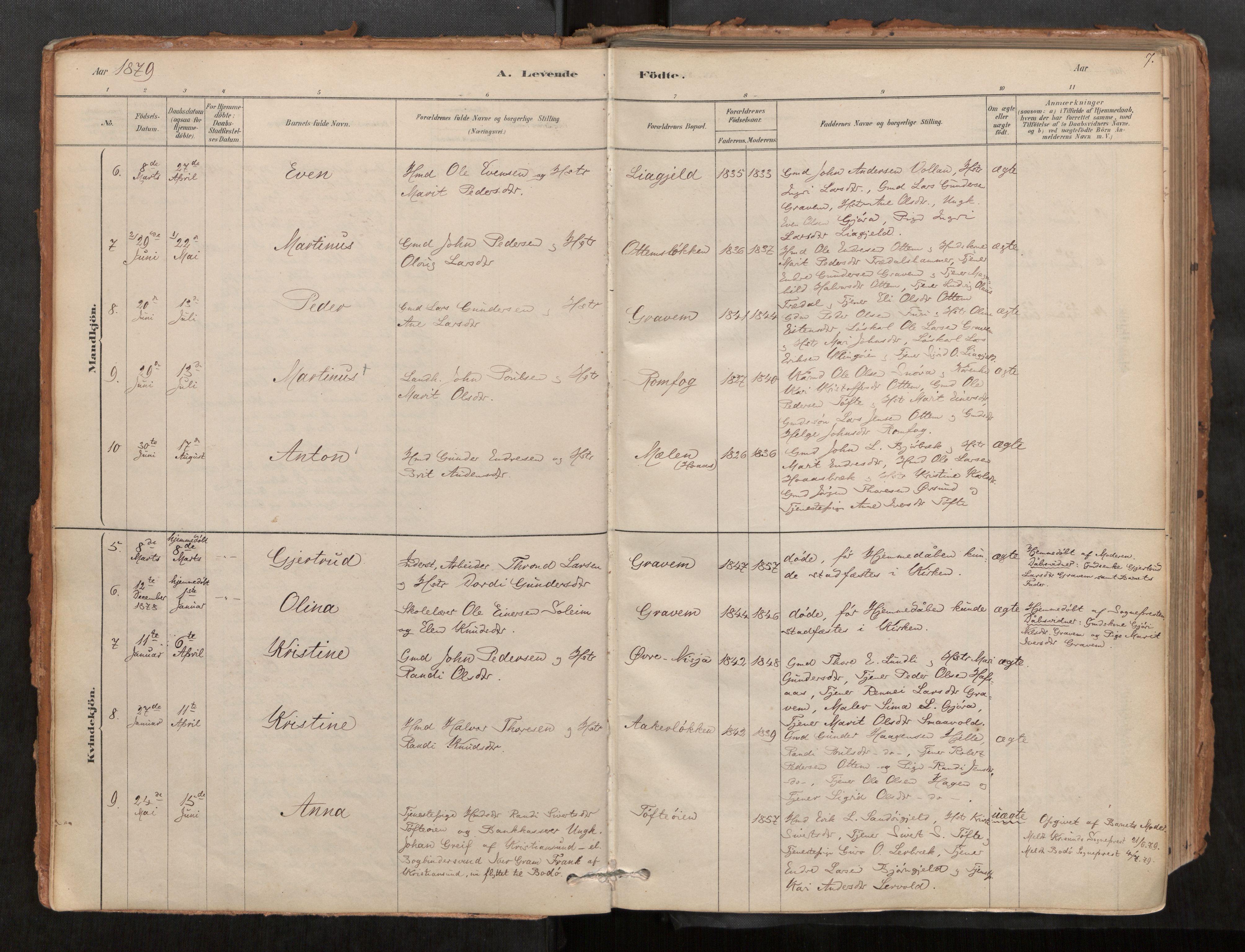 Sunndal sokneprestkontor, AV/SAT-A-1085/1/I/I1/I1a/L0001: Ministerialbok nr. 1, 1877-1914, s. 7