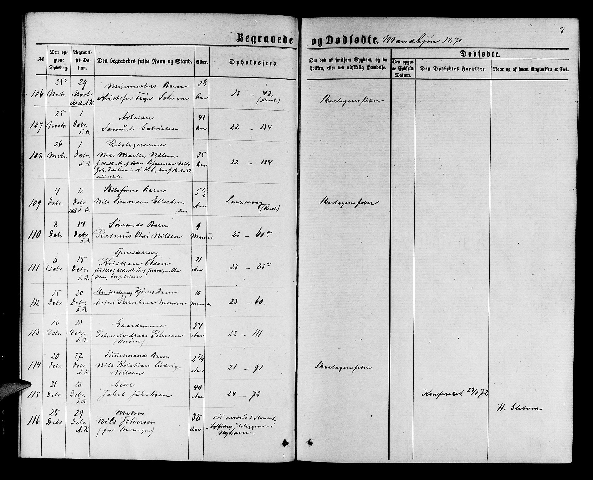 Korskirken sokneprestembete, SAB/A-76101/H/Hab: Klokkerbok nr. E 3, 1871-1883, s. 7